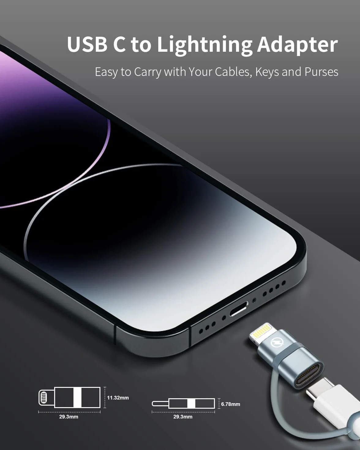 Adaptateur USB C vers Lightning Lot de 3, 36W Charge Rapide PD MFi pour iPhone 14 13 12 11 X iPad AirPods