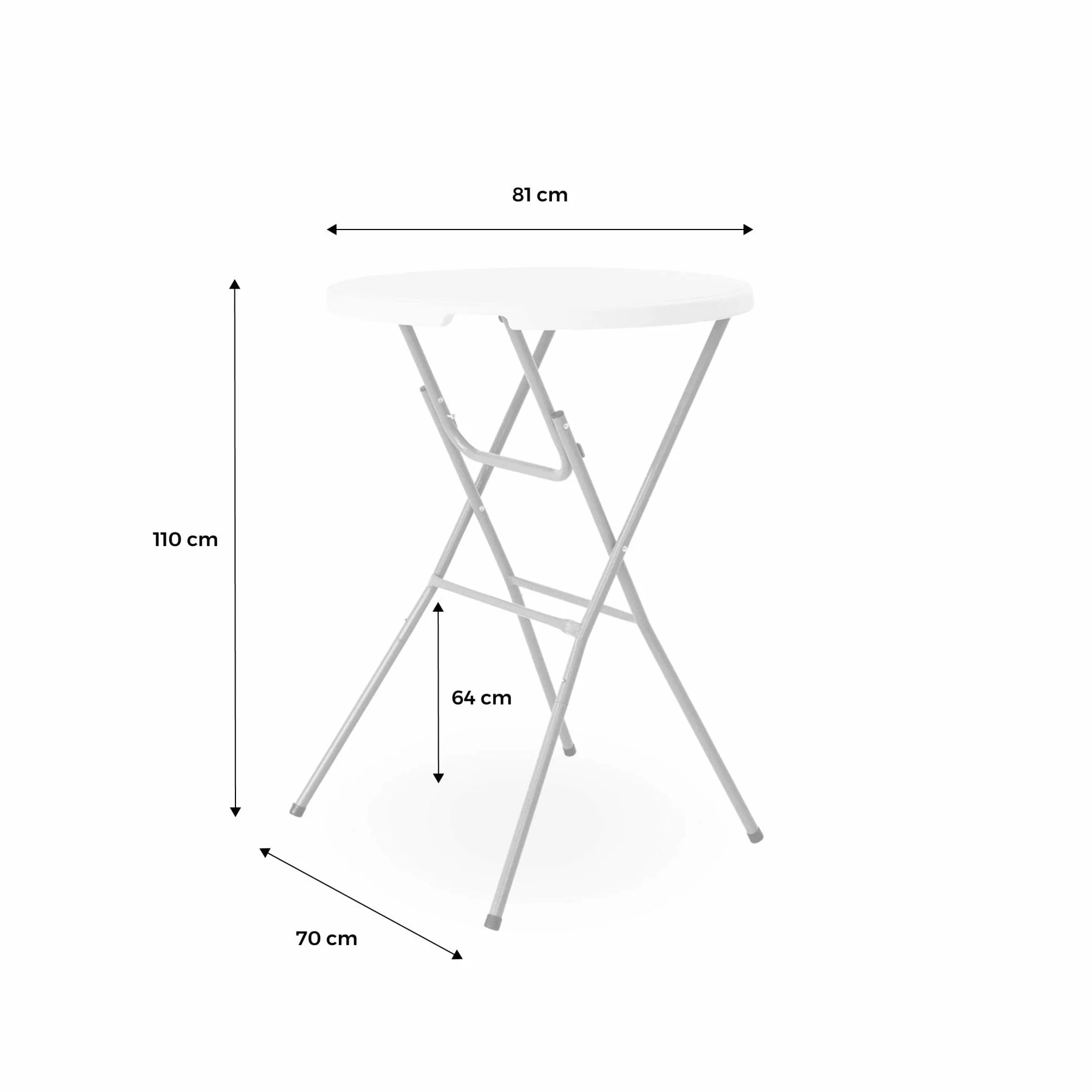 Alice's Garden Lot de 2 Tables Hautes de Réception Gala Pliables Ø80cm x 110cm