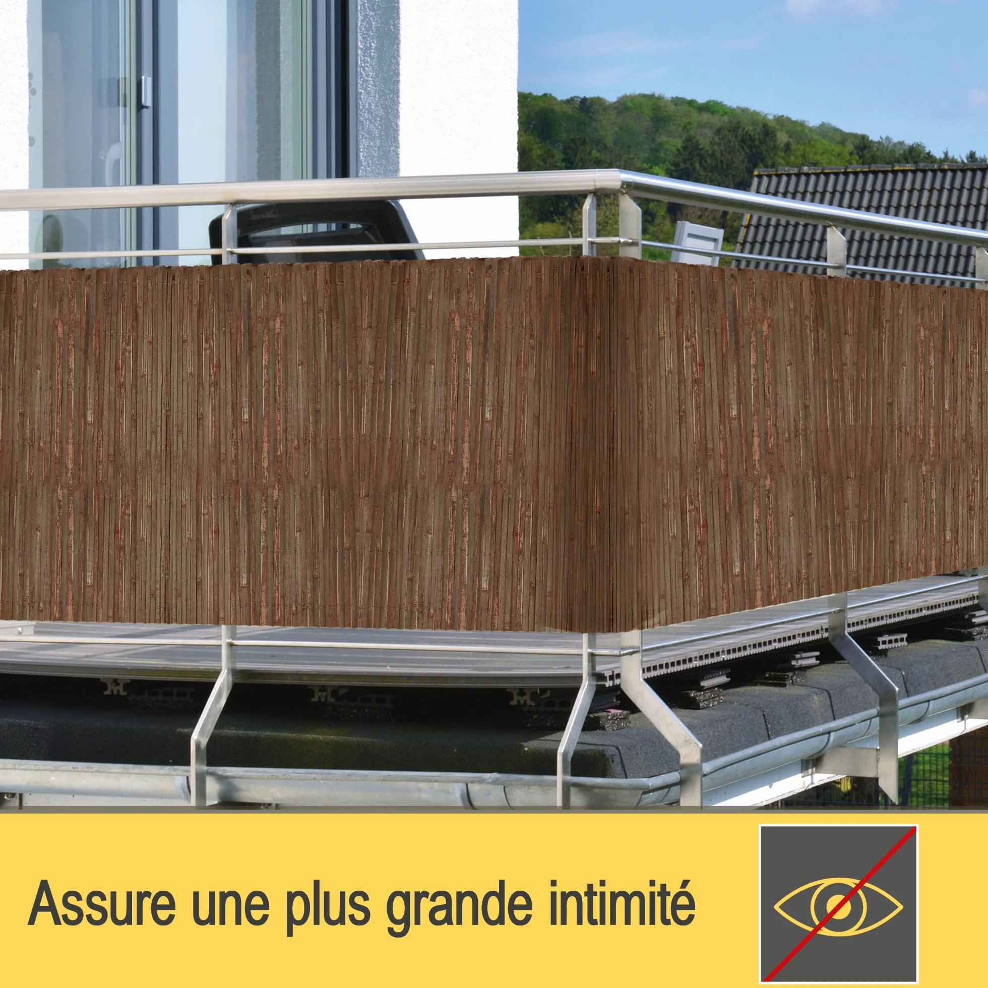 Canisse Bambou Balcon Brise Vue 120x600 cm Marron Foncé Sole Royal – Palissade Jardin Exterieur
