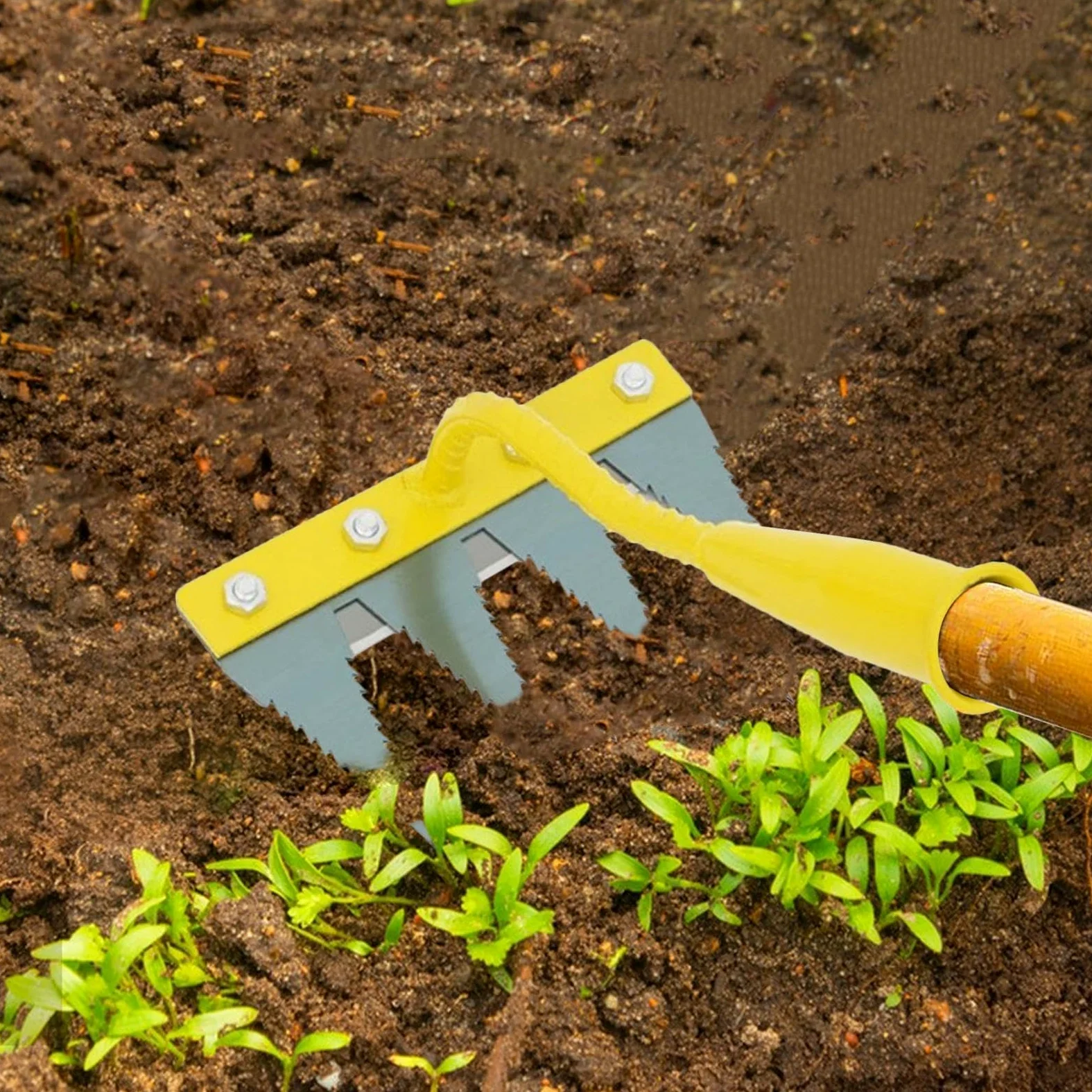 Générique Râteau de Jardin Outil d'ameublissement du Sol Robuste | Outil pour enlever l' Parterres de fleurs, serres, pépinières, vergers, fermes, espaces extérieurs, jardins, pelouses,