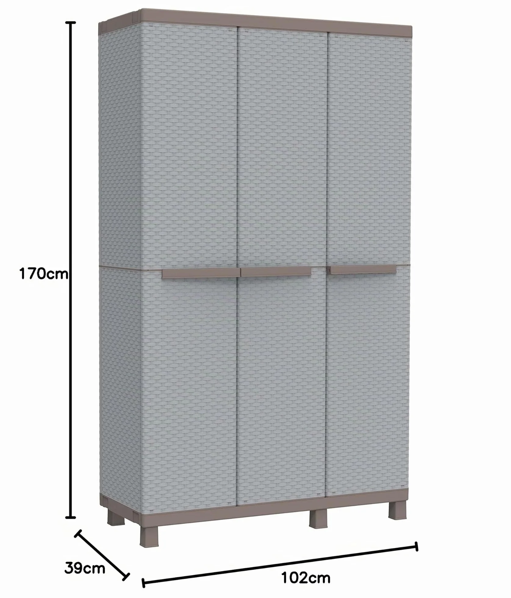 Terry C-Rattan 102a Armoire Intérieur Extérieur Multifonction 3 Portes Effet Rotin 2 Compartiments