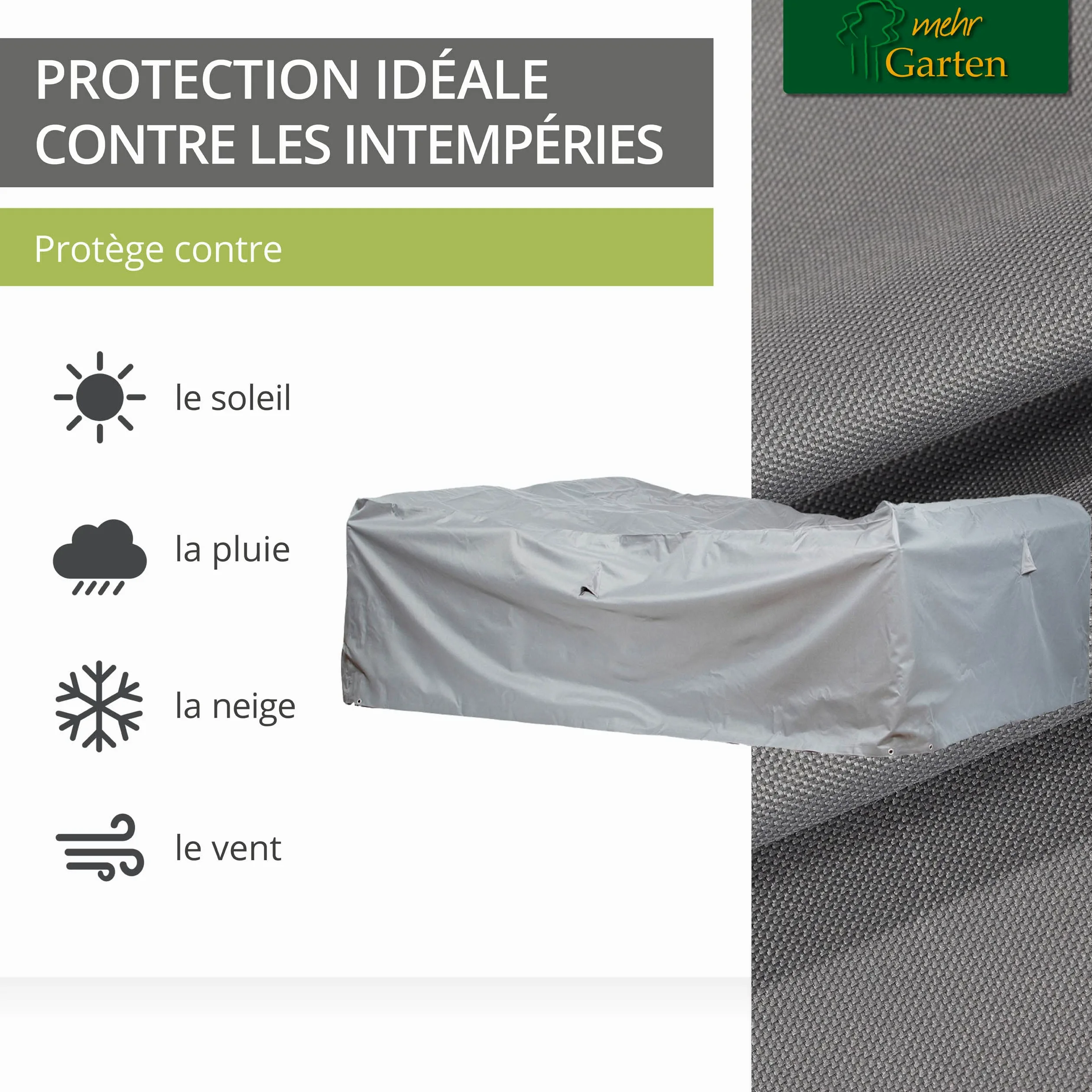 Housse salon de jardin rectangulaire 275x215x80 cm | Oxford 600D imperméable, anti-UV, résistant à la déchirure avec cordon de serrage