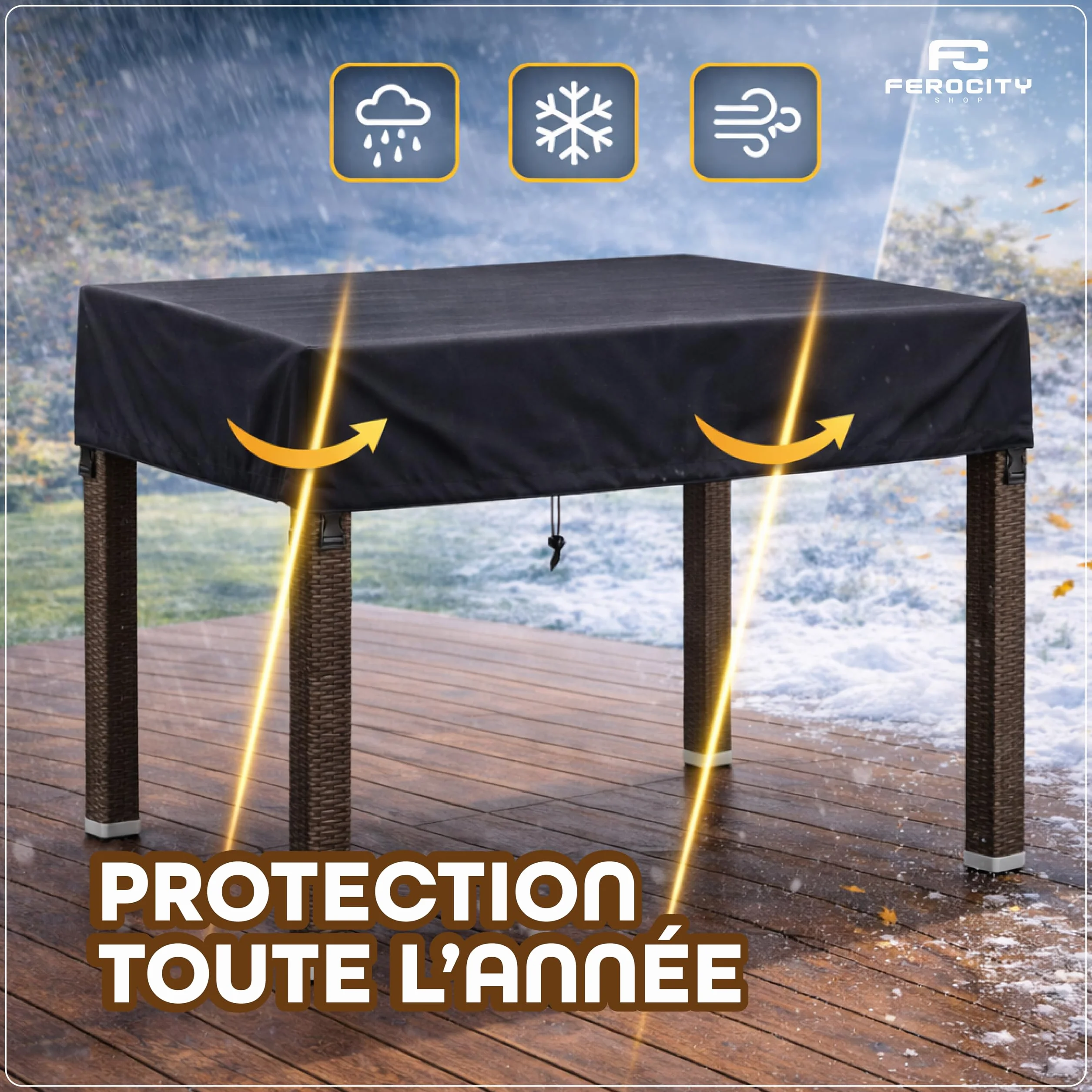 Housse de table personnalisée sur mesure pour tables de jardin, protection extérieure respirante coupe-vent imperméable