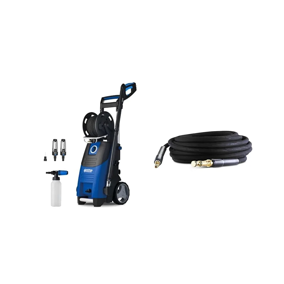Nilfisk Premium 200-15 EU Nettoyeur Haute Pression, Bleu & Déboucheur de Canalisations de 15 m pour Nettoyeur Haute Pression, 0.000000