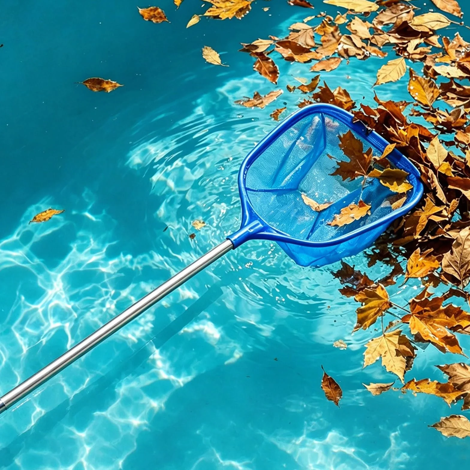 Filet de piscine avec manche télescopique détachable, mailles fines, épuisette à main, 146 cm