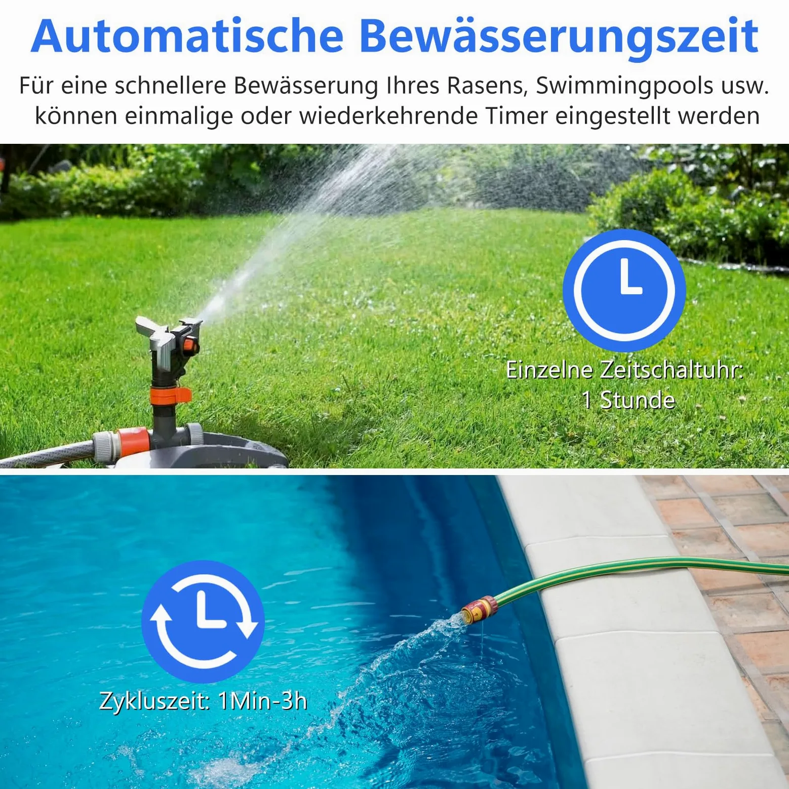 HITRENDS Ordinateur d'irrigation 2 sorties, grand écran LED, minuterie d'arrosage avec retard de pluie/contrôle manuel/minuterie de robinet, convient pour les jardins, les pelouses et les plantes en