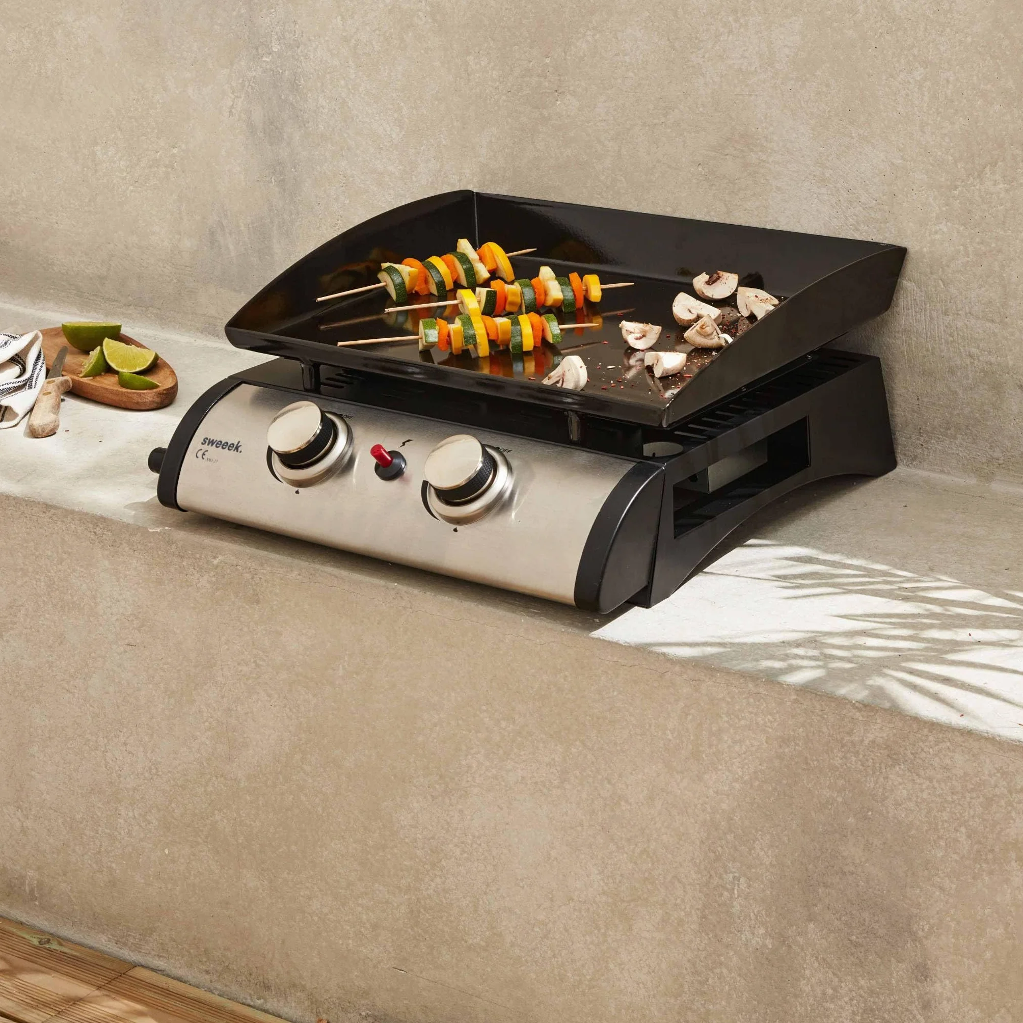 Alice's Garden Plancha au gaz 2 brûleurs Porthos 5 KW INOX Barbecue
