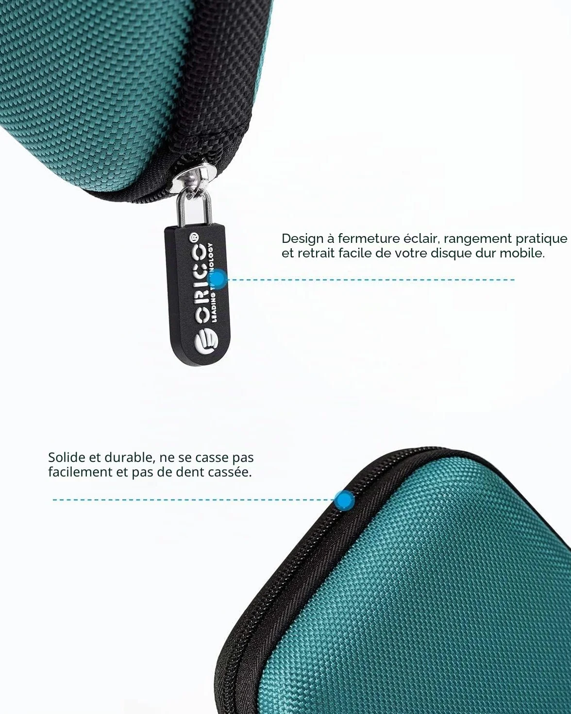 ORICO Étui de Protection Disque Dur Externe Étanche 2.5'' pour HDD SSD Bleu (PHD-25)