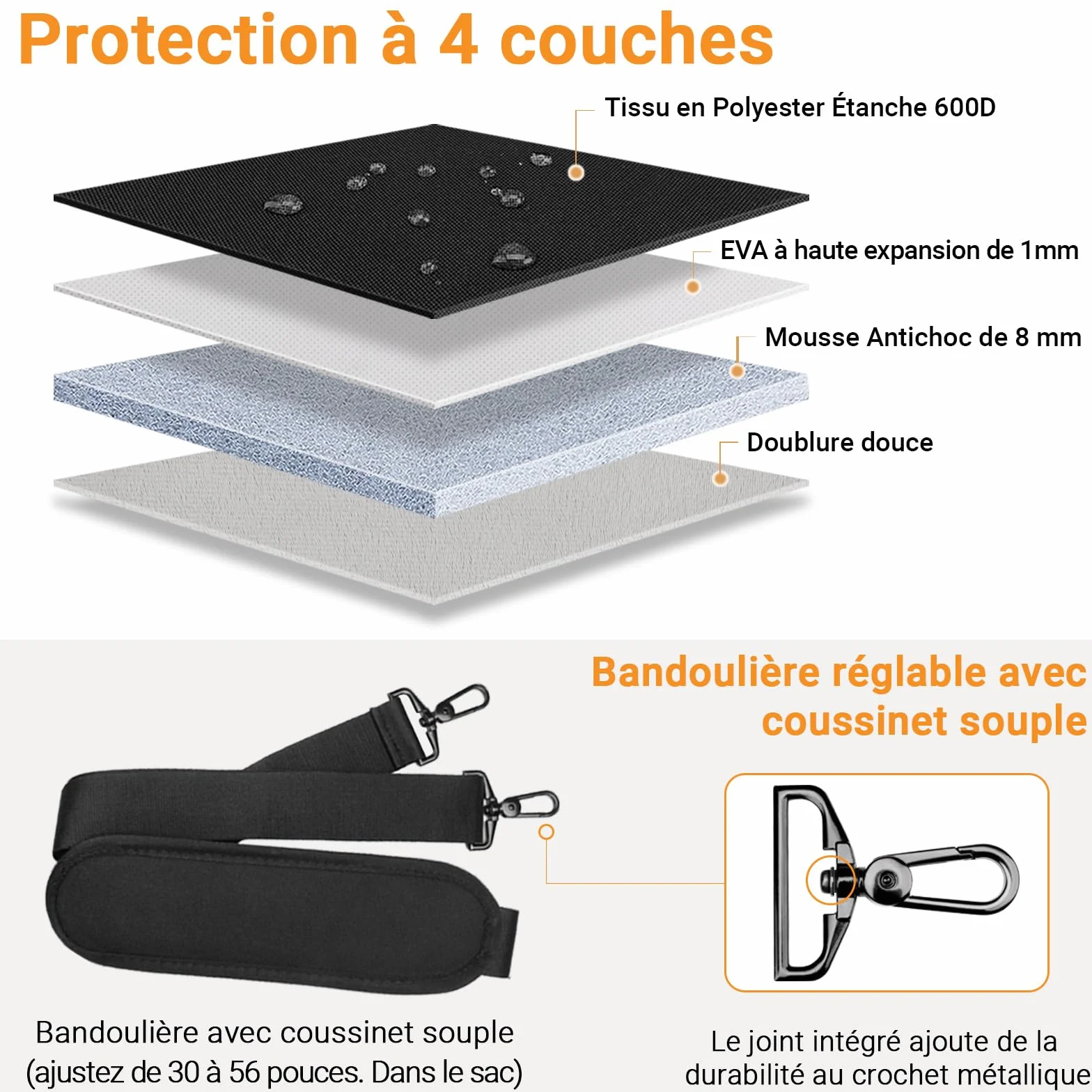 TECOOL Sacoche Ordinateur Portable 17,3 Pouces Imperméable Housse pour Lenovo Acer ASUS Dell HP Samsung Laptop Noir