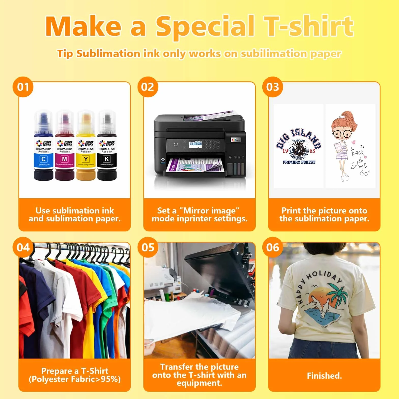 Sublimation Ink for Epson 2800 ET2850 ET2720 ET2760 ET4800 ET15000 Heat Press Transfer Ink