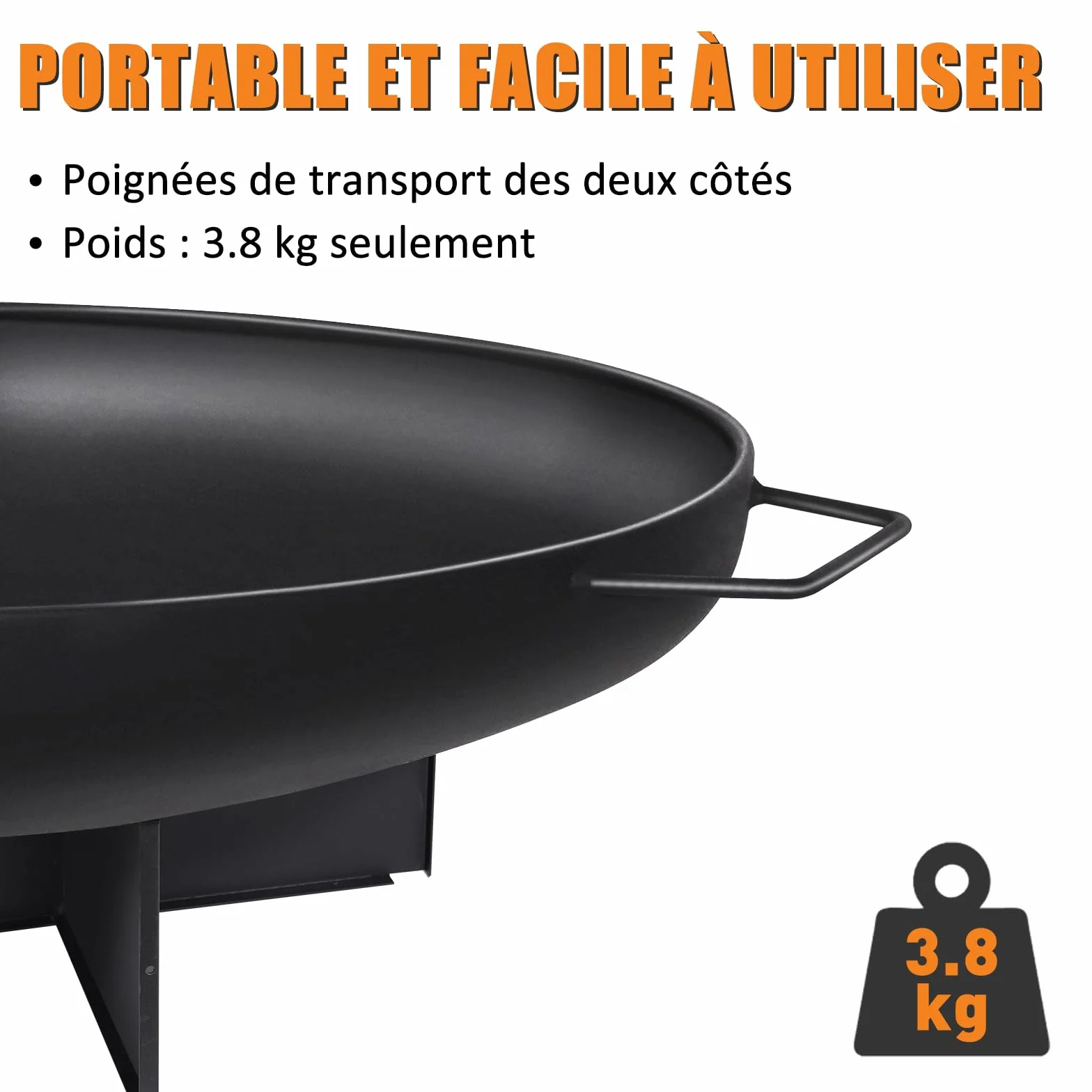 HYCHIKA Brasero Exterieur Ø60cm Foyer Bûcher Fire Pit Camping Jardin