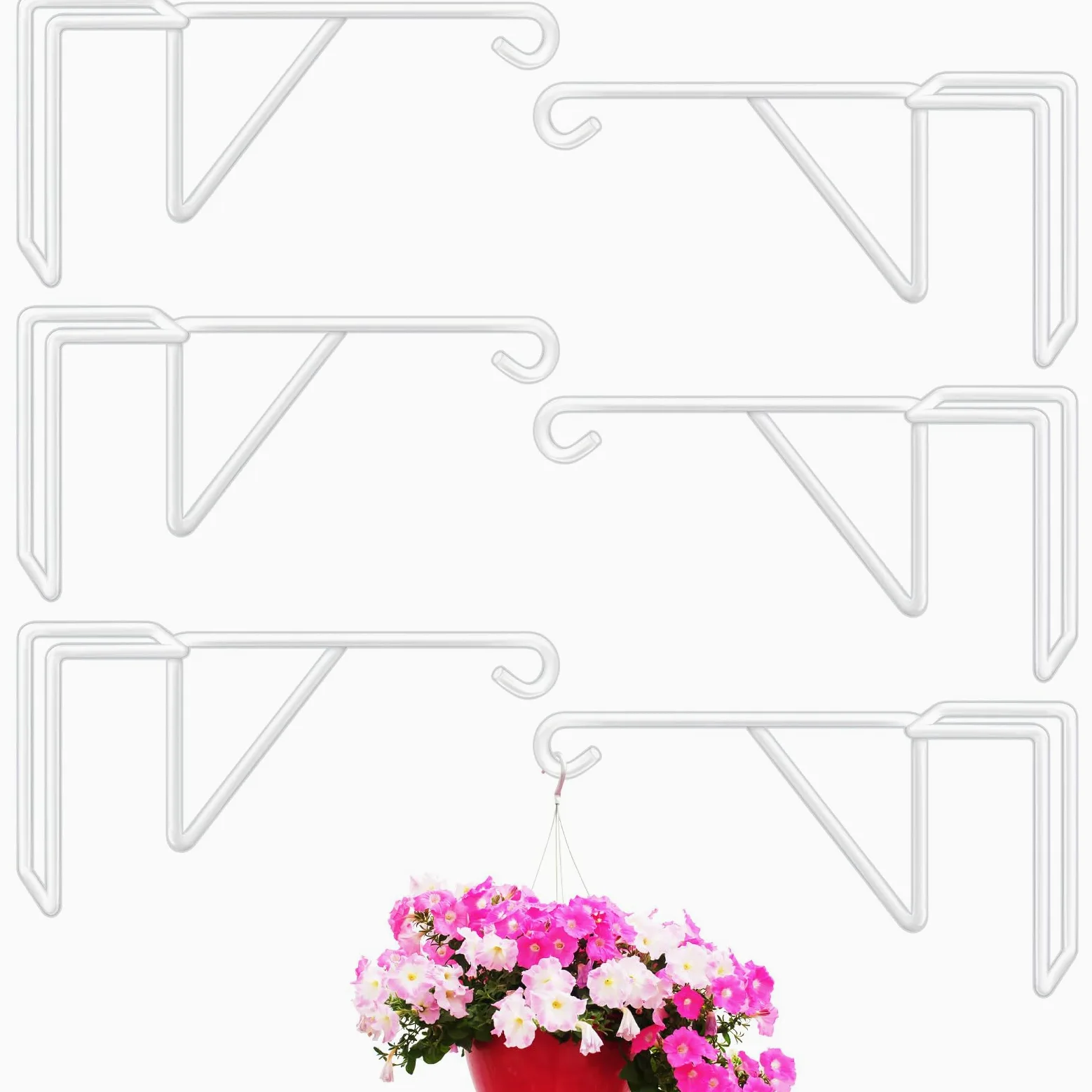 Lot de 6 crochets de clôture en vinyle pour extérieur et intérieur, robustes et durables pour pots de fleurs, mangeoires à oiseaux, paniers, lumières, paniers de fleurs, équipement de piscine