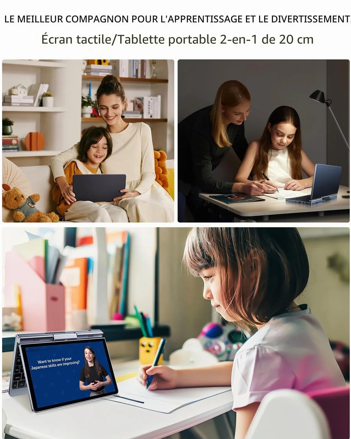 Mini Ordinateur Portable 2 en 1 N150 12 Go RAM 512 Go SSD écran Tactile Rotatif HD Windows 11 Pro
