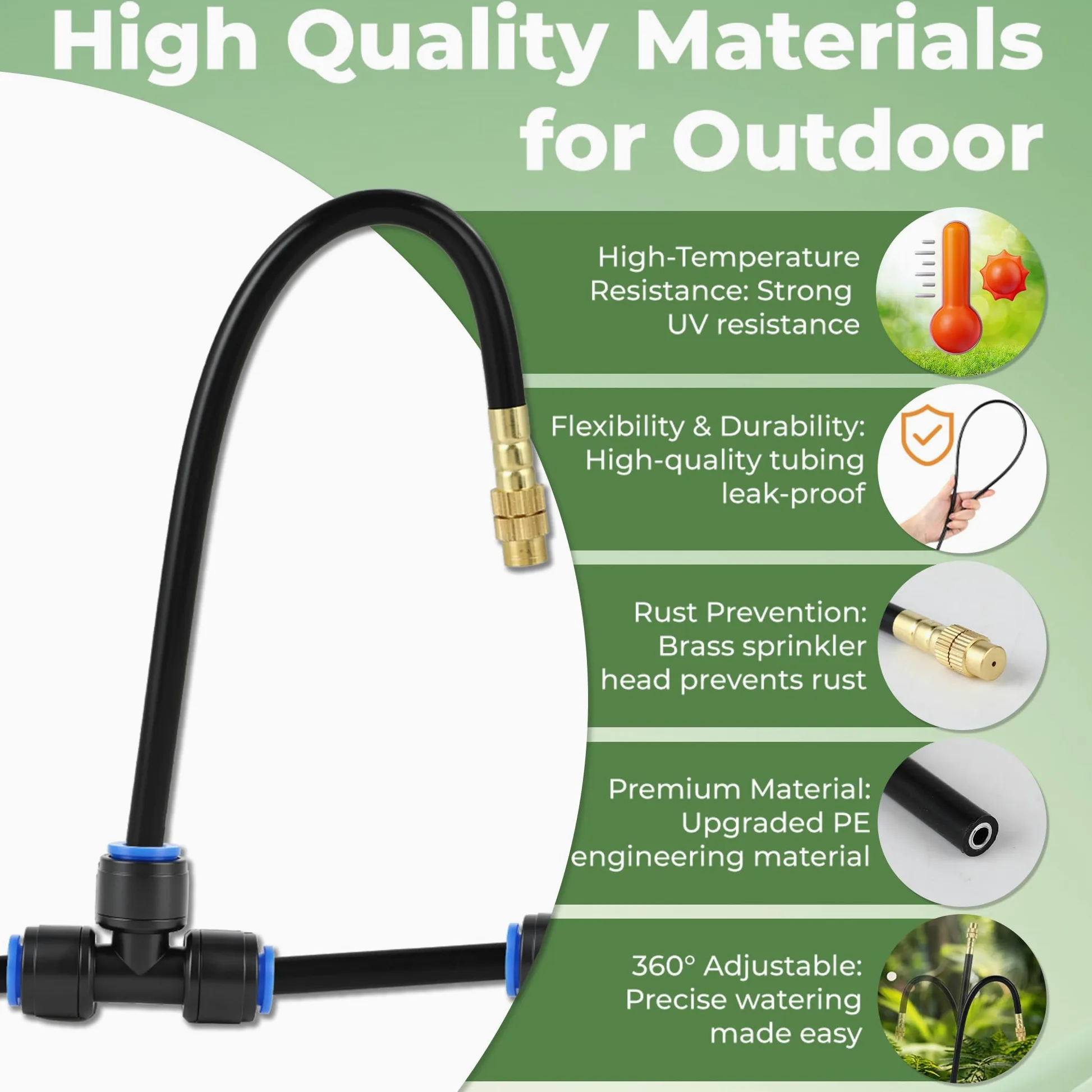Système d'irrigation Micro Drip System pour le jardin : 38 m avec 20 buses de pulvérisation, arrosage gouttelette, kit incurvé pour balcon, plate-bande surélevée de jardin, raccord rapide