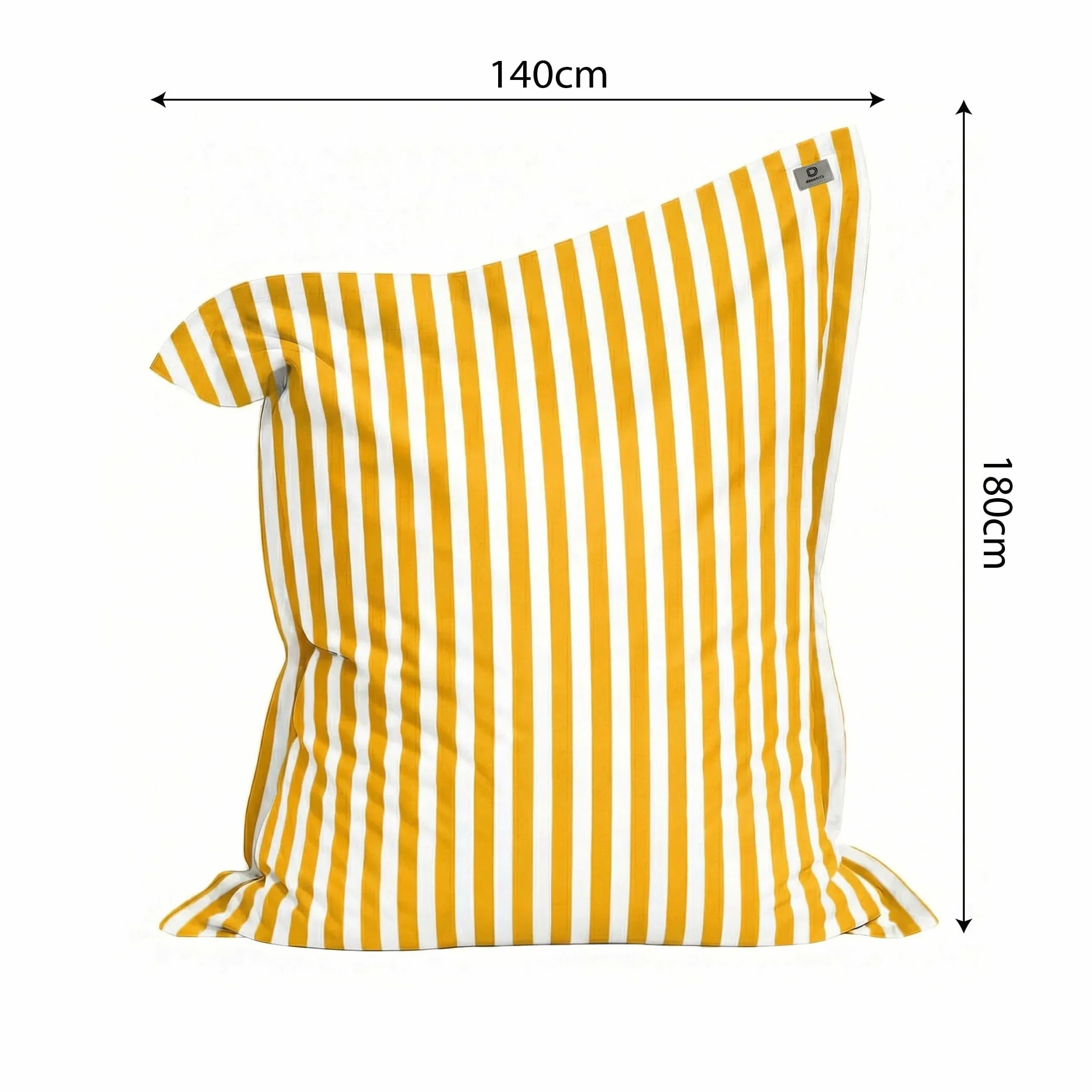 Housse pour Pouf Géant XXL 180x140cm Rayure Jaune Anti-UV Déhoussable