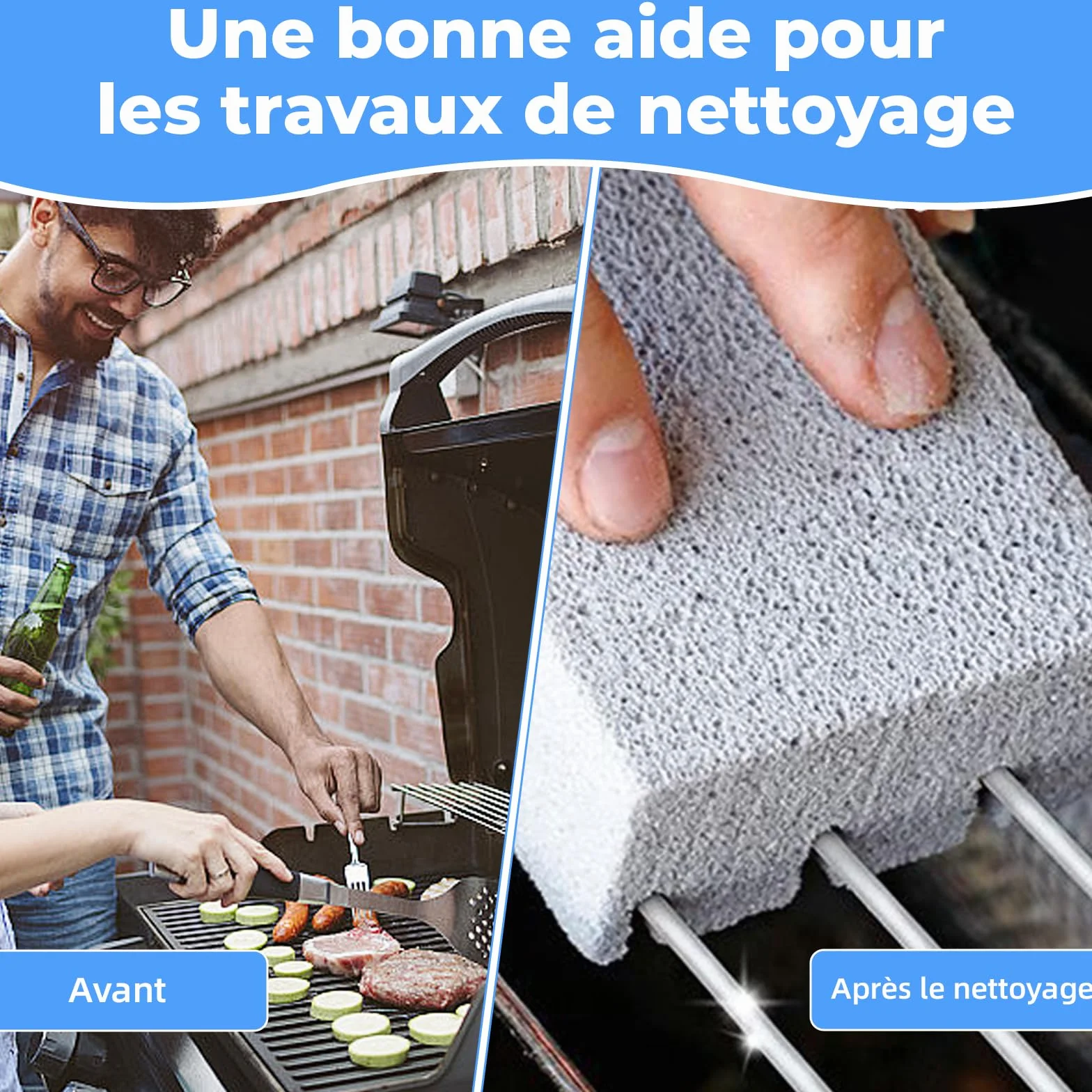 Xerteam Barbecue en Pierre Nettoyage 8 Pièces Blocs Pierre Ponce Réutilisables pour Four Grills