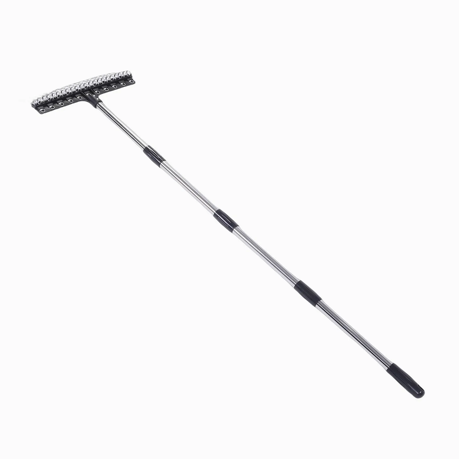 Cocoarm Râteau Jardin 41,5cm Acier Trempé Réglable Noir | Dents flexibles, 4 sections, léger, feuilles, gravier, paillis