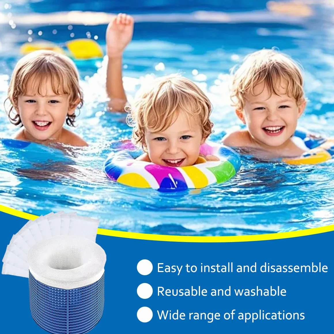 Chaussettes Skimmer Piscine Maillage Ultra-Fin Nylon Élastique Lavable Réutilisable Lot de 50