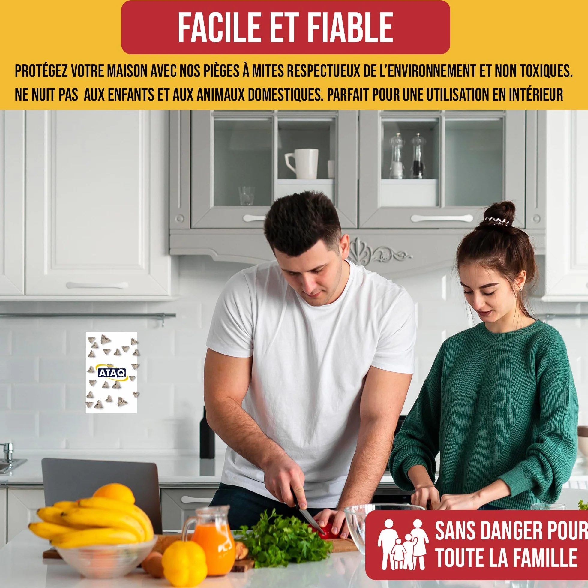 ATAQ Pack de 6 pièges à Mites Alimentaires Anti Mites Adhésif à Phéromones