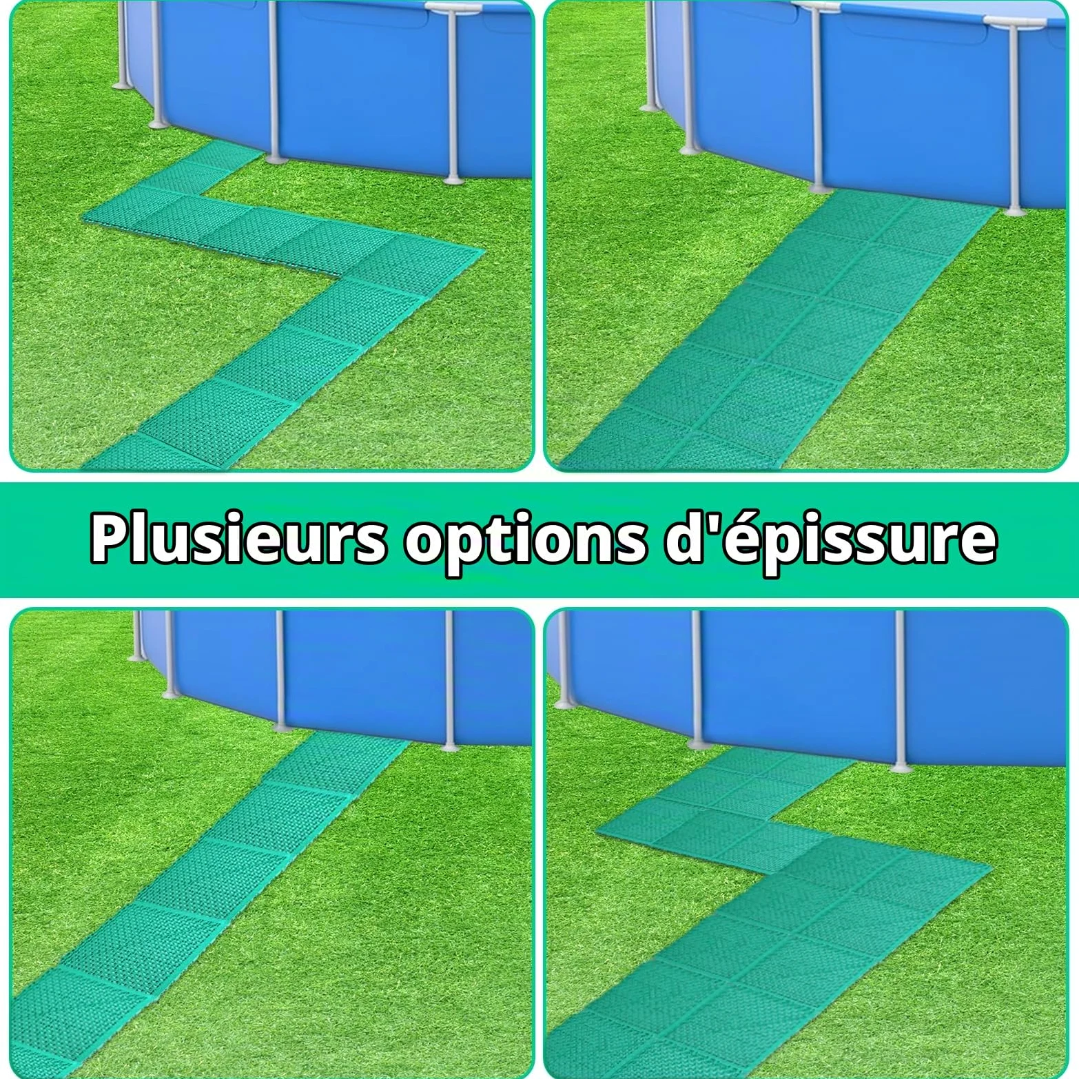 Tefola Lot de 16 Tapis de Sol pour Piscine Hors Sol, Tapis Antidérapant en Plastique Creux, Tapis Puzzle, pour Salle de Bain, Patio, Jardin, Extérieur(Carré, 25x25cm)