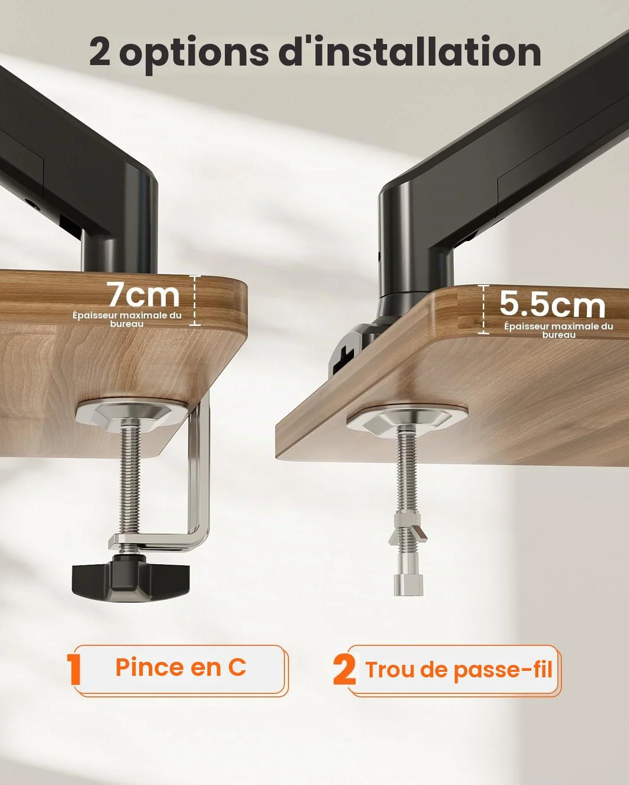 ErGear Support Ecran PC VESA 75x100 13-34 Pouces Rotation 360° Réglable Hauteur 10 KG Noir Gaming