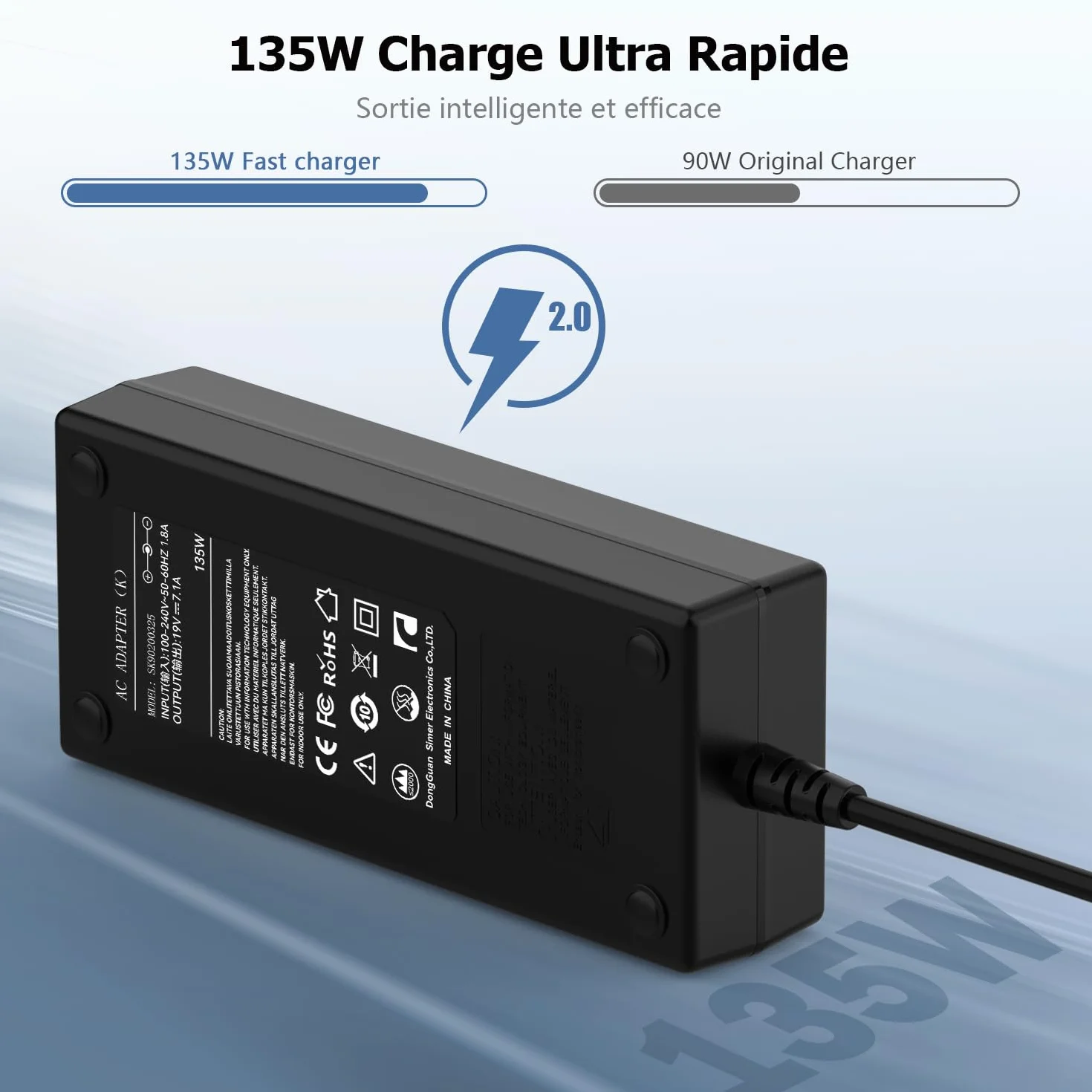 Chargeur 135W Acer Nitro 5 AN515-51 AN515-41 AN515-53 AN515-52 AN515-54 AN515-55 AN517-51 N18C3 N18C4 ADP-135KB PA-1131-05 Aspire 7 A715-71G A715-72G Alimentation 19V 7,1A