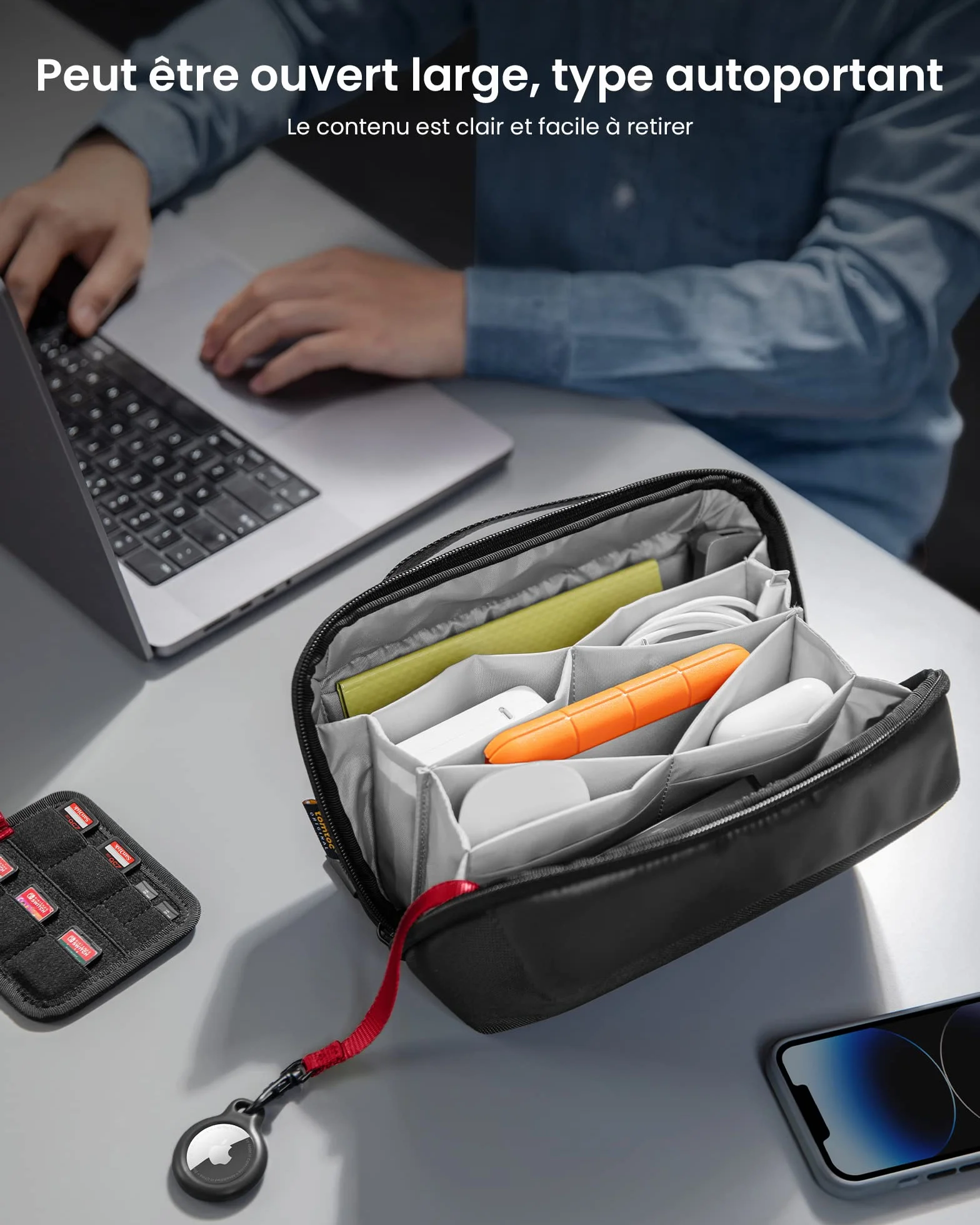 Tomtoc Tech Organizer Bag pour Accessoires Électroniques Adaptateur MacBook