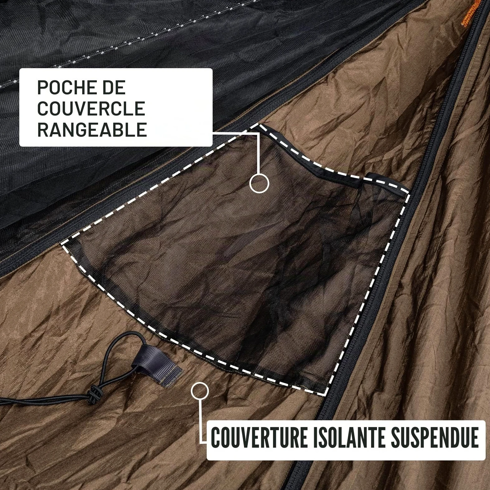 OneTigris KOMPOUND hamac de Voyage 1 Personne hamac extérieur avec moustiquaire |Emballage MODULAIRE 260x130cm(Coyote Brown)