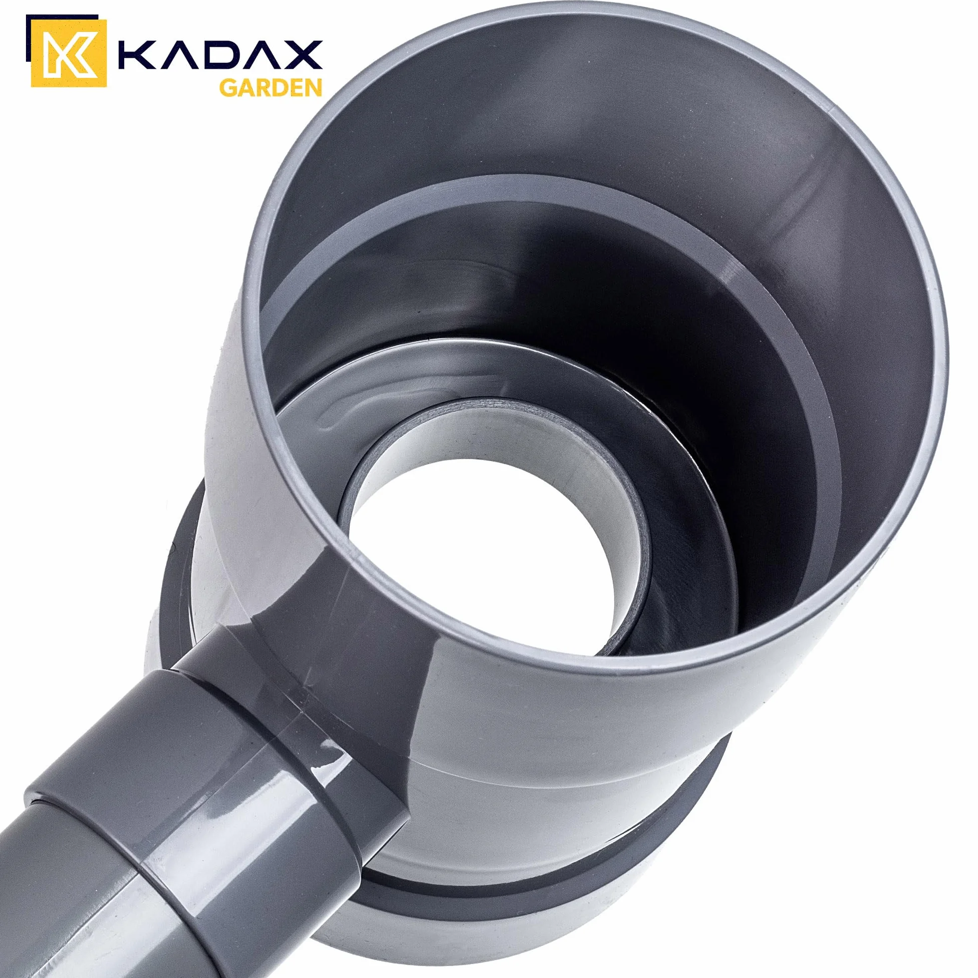 KADAX Collecteur d'eau de pluie 80 mm pour tuyau de descente, avec valve intégrée, gris