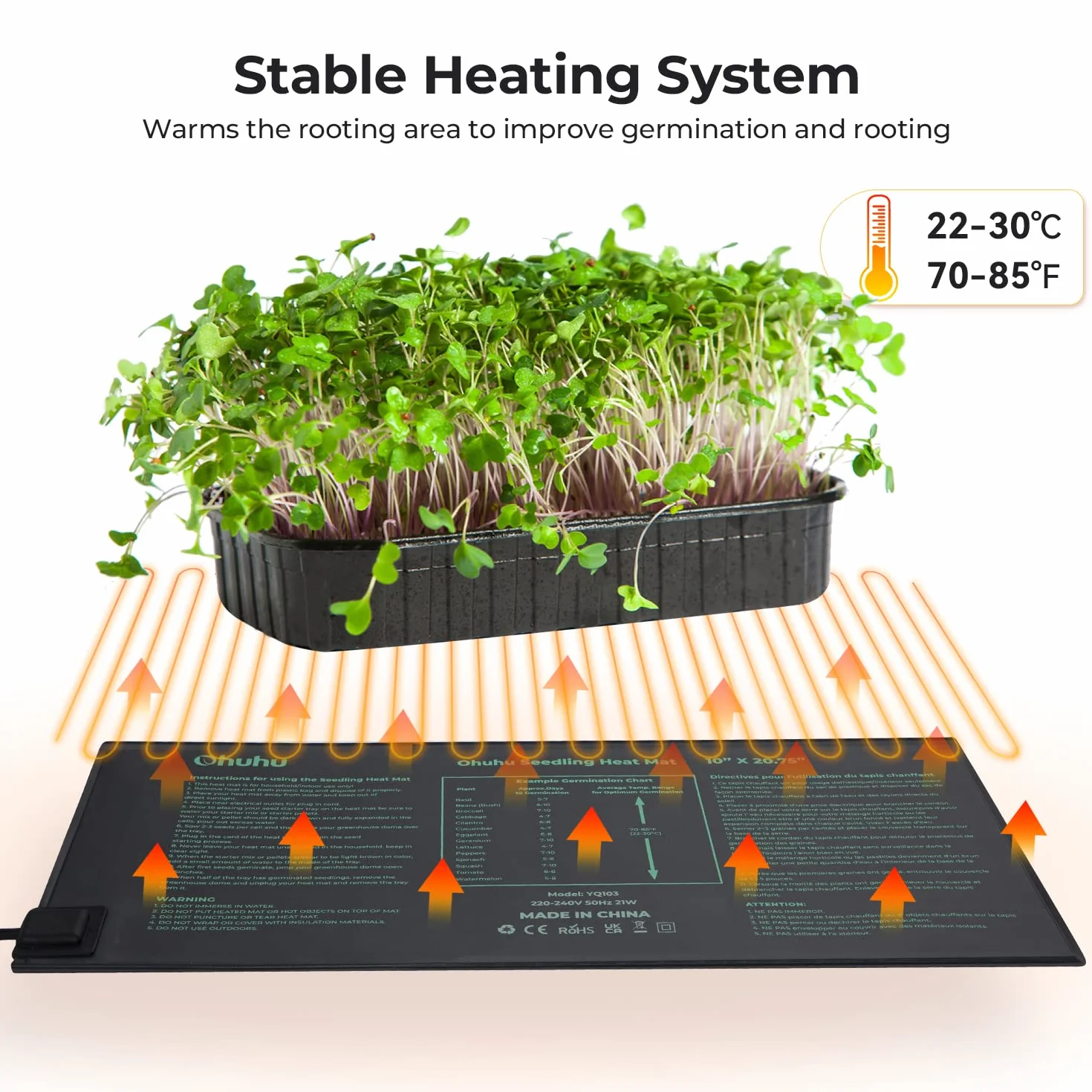 Ohuhu Tapis Chauffant 2 Pièces 25 x 52 cm pour Germination Semis Jardinage