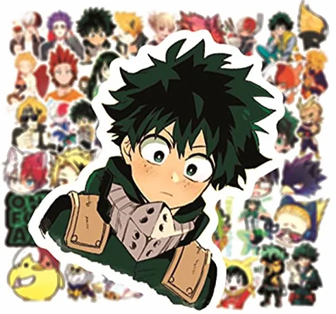 My Hero Academia Autocollants 50 pièces étanche pour valise skateboard ordinateur portable