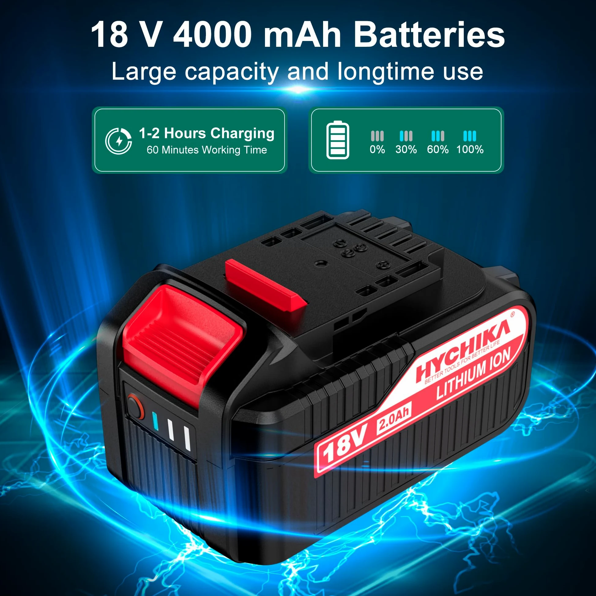 HYCHIKA – Tronçonneuse électrique avec chaîne de 25,4 cm, scie à chaîne sans fil 18 V avec batterie de 4000 mAh et chargeur, scies électriques pour couper le bois et les arbres, scie à arbre à essence