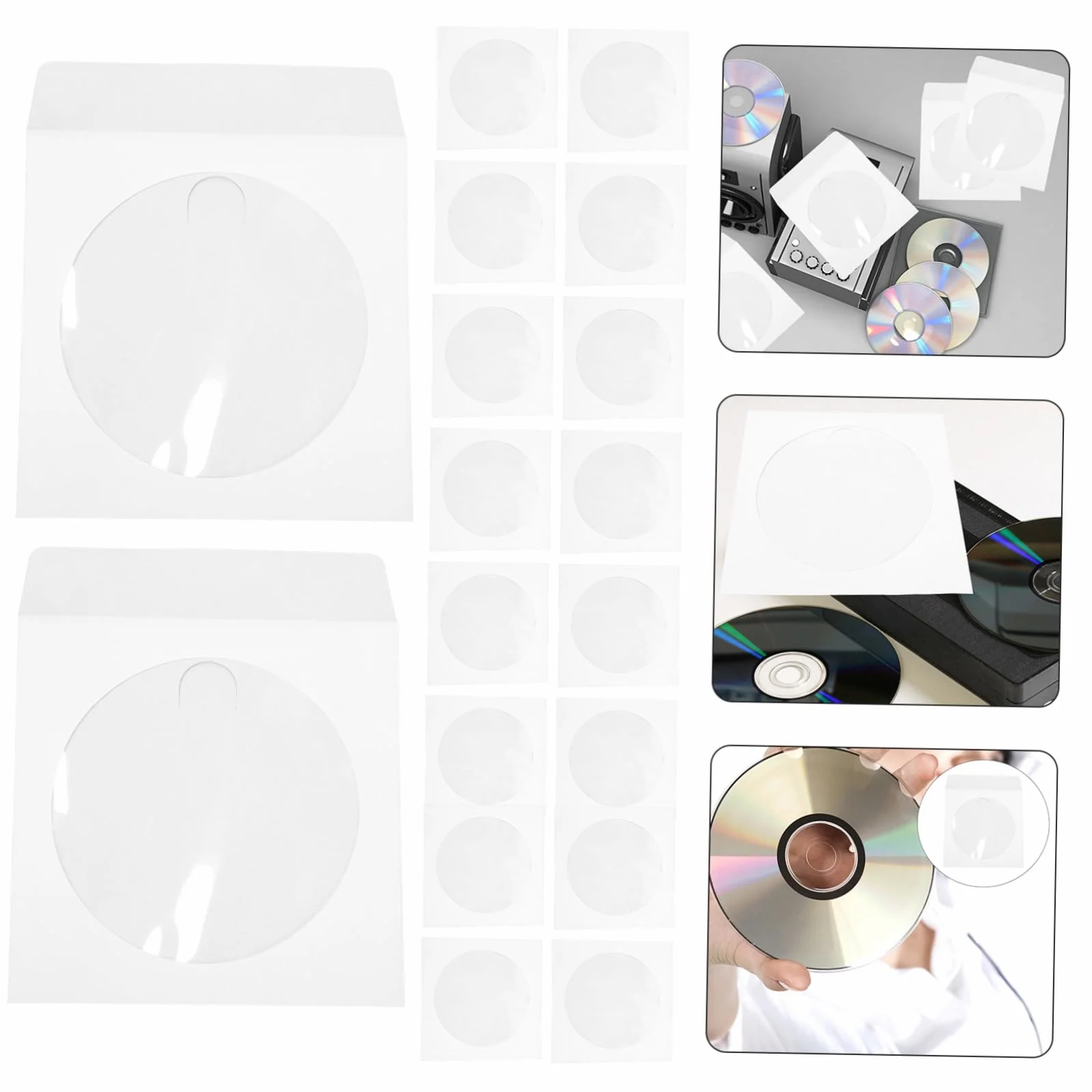 SHINEOFI 100 pièces Enveloppes Papier Résistant pour CD DVD Rangement Protection Rayures Humidité Maison Bureau