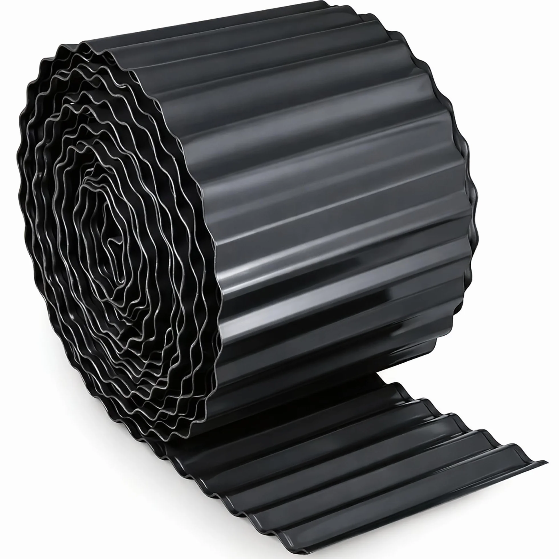 UNIGARDIA Bordure de Jardin en Métal Anthracite 12 m - Bordure de Pelouse, Hauteur 15 cm - Montage Facile, Antirouille et Durable - Bordure de Gazon Ondulée, 1 Paire de Gants Incluse