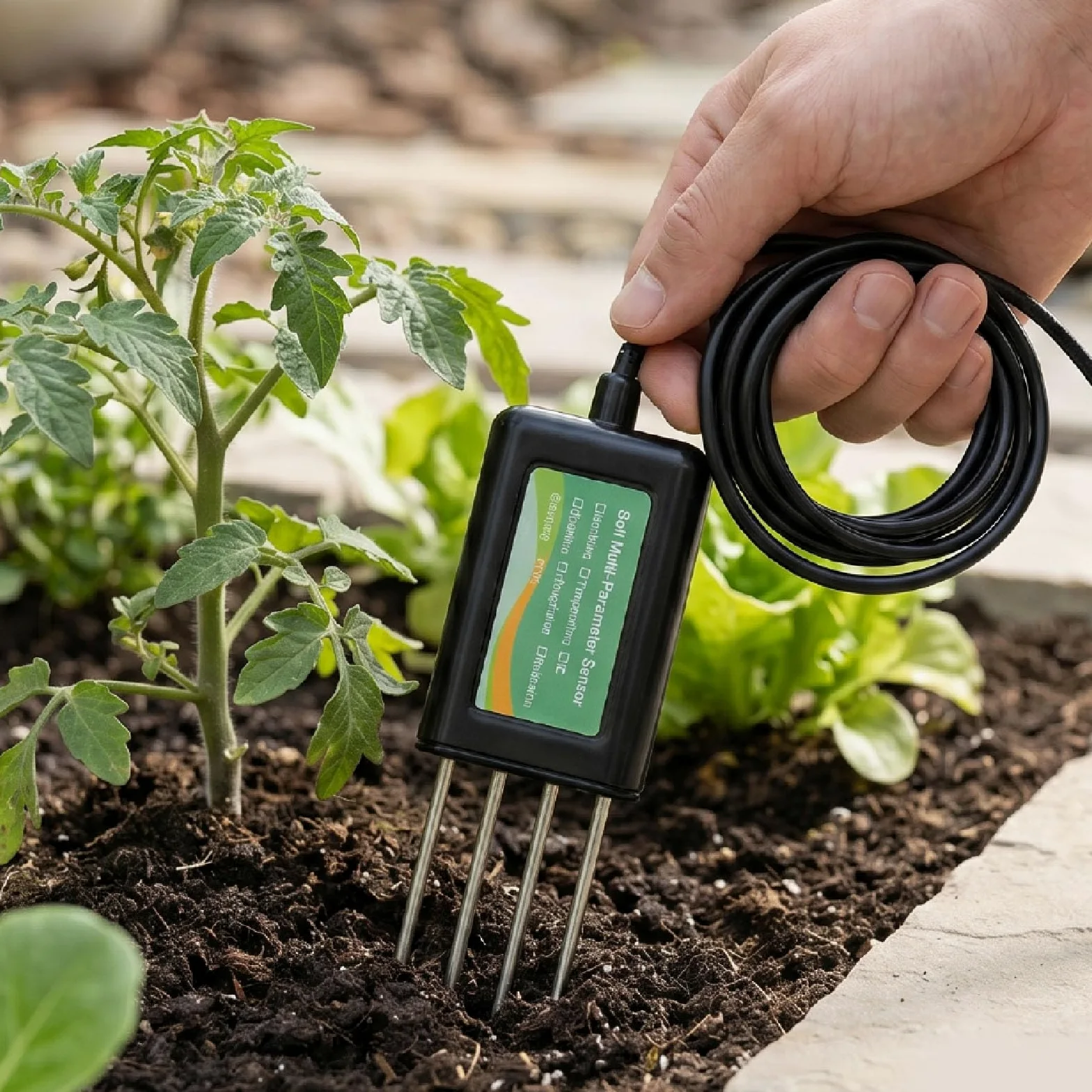 Asixxsix Humidimètre de Sol, Testeur de Sol étanche IP68, Analyseur de Portable, Température NPK EC, salinité, humidité, PH du, pour le Jardinage, L',les Plantes D'extérieur