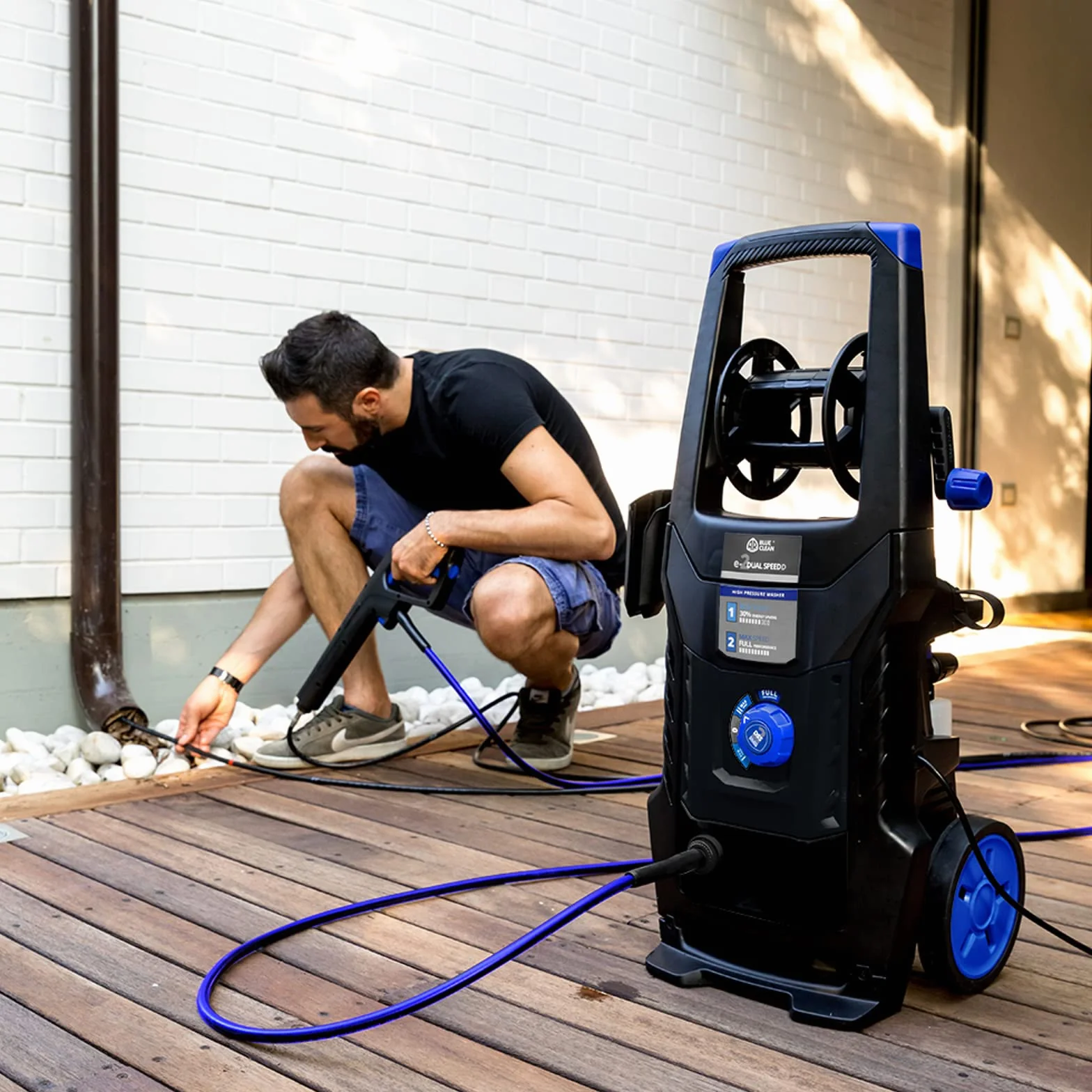 AR Blue Clean Nettoyeur Haute Pression e-2DUALSPEED D avec sonde de Débouchage pour Canalisations e Patio Cleaner (2200 W, 160 bar, 460 l/h)