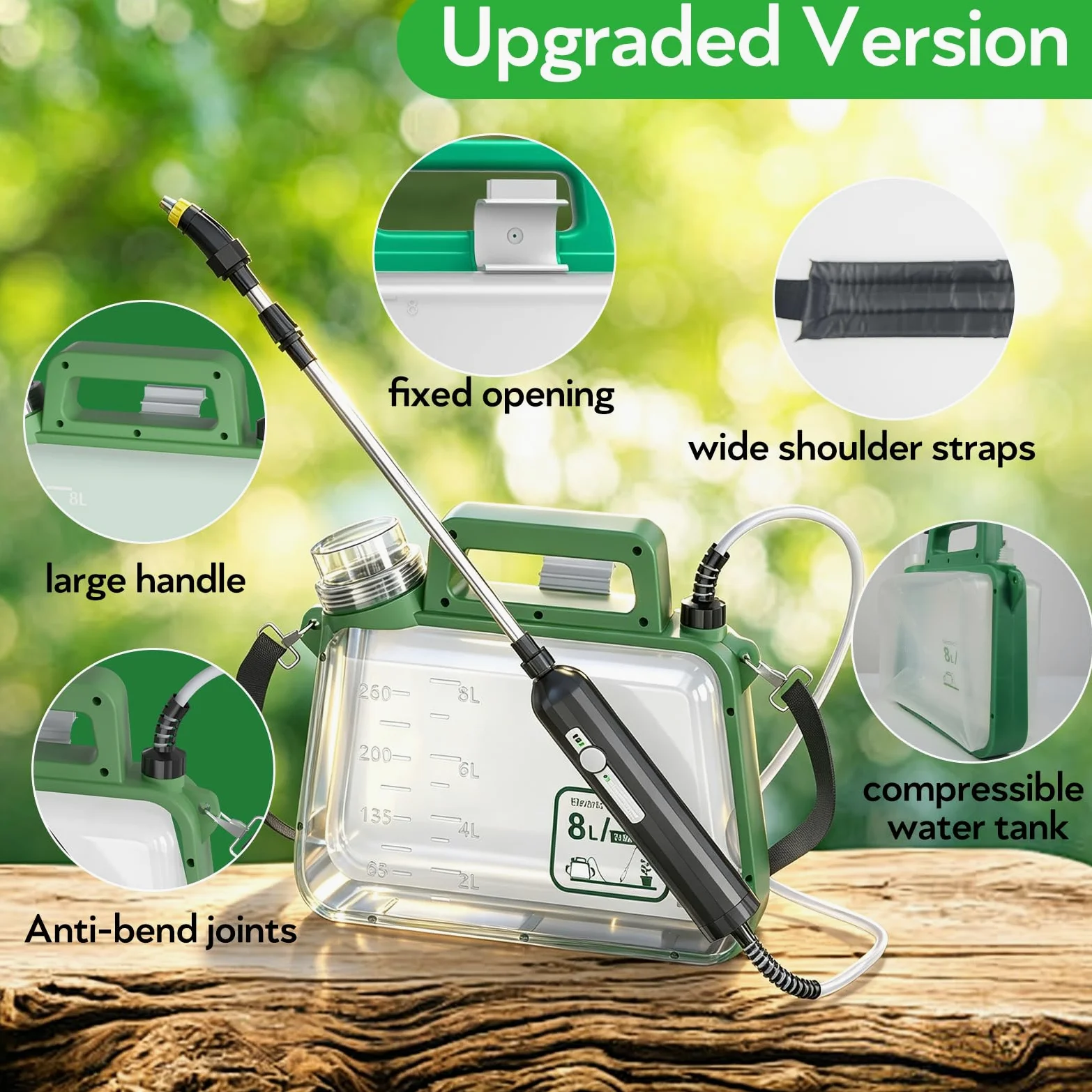 Pulvérisateur électrique de jardin rechargeable par USB, pulvérisateur à dos avec pompe étanche, baguette de pulvérisation télescopique, 4 buses, 2 vitesses et indicateurs de batterie, pour