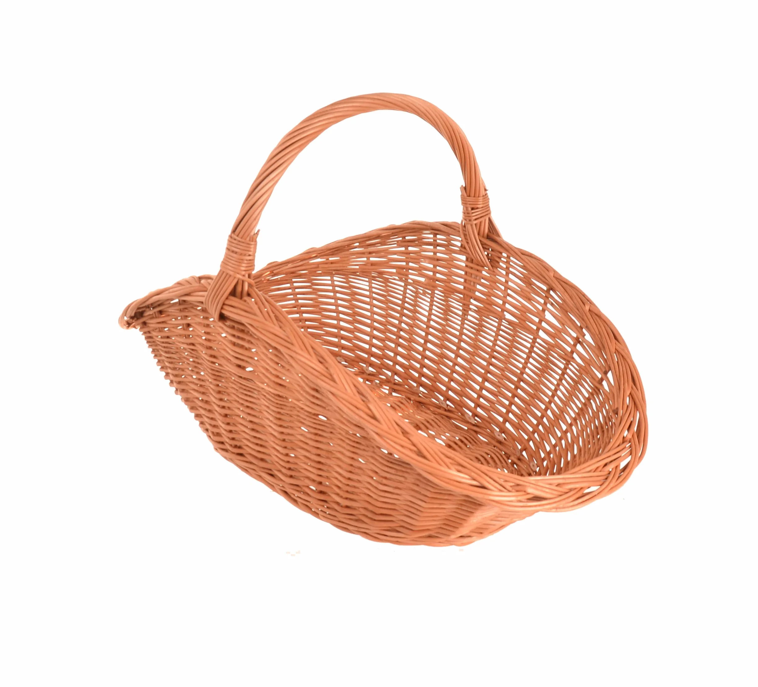 Panier à bois de cheminée en osier naturel fait main avec poignée – Lot de 2