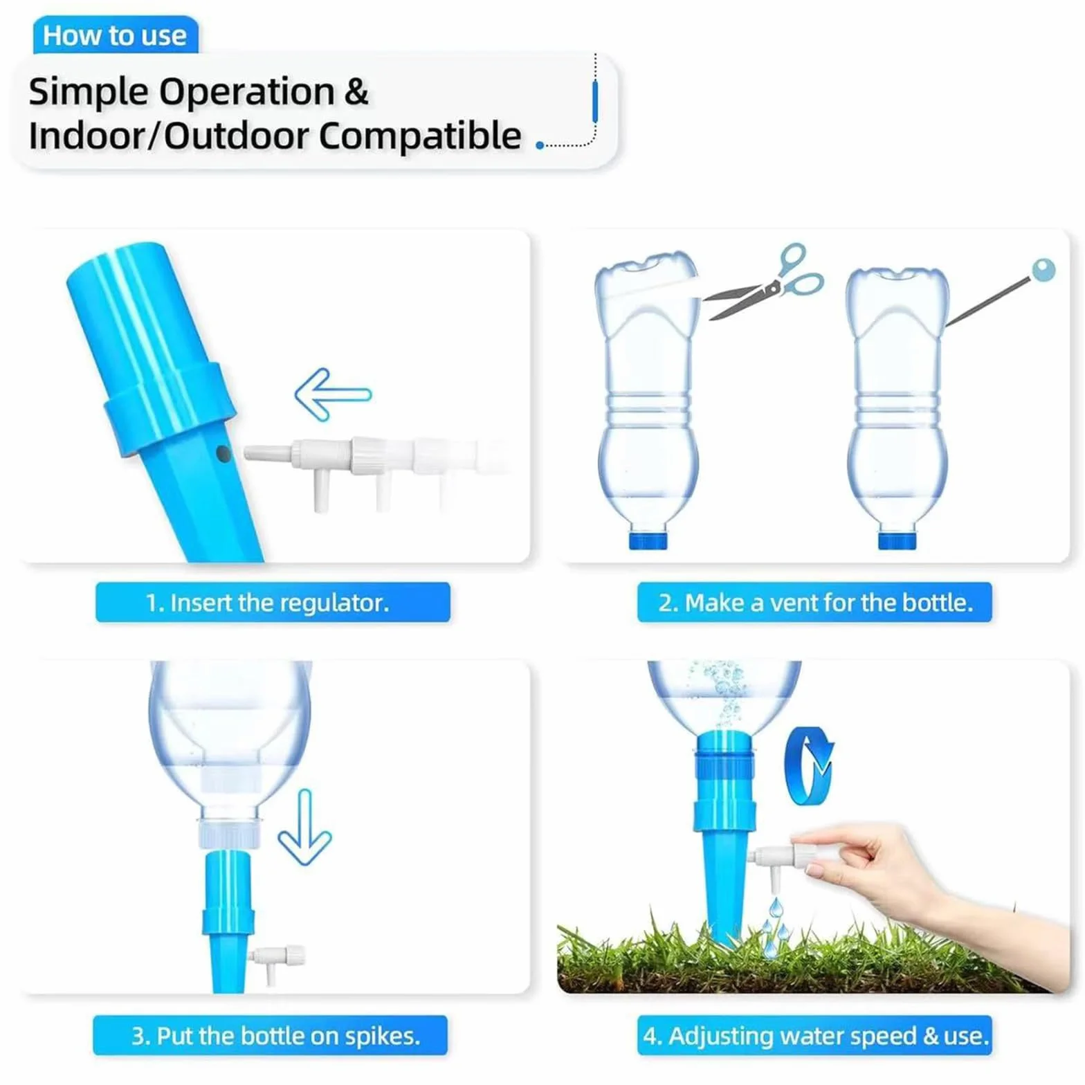 Arrosage Goutte à Goutte Universel Système Automatique Intérieur Extérieur avec Vannes de Régulation Jardin 10 Pièces