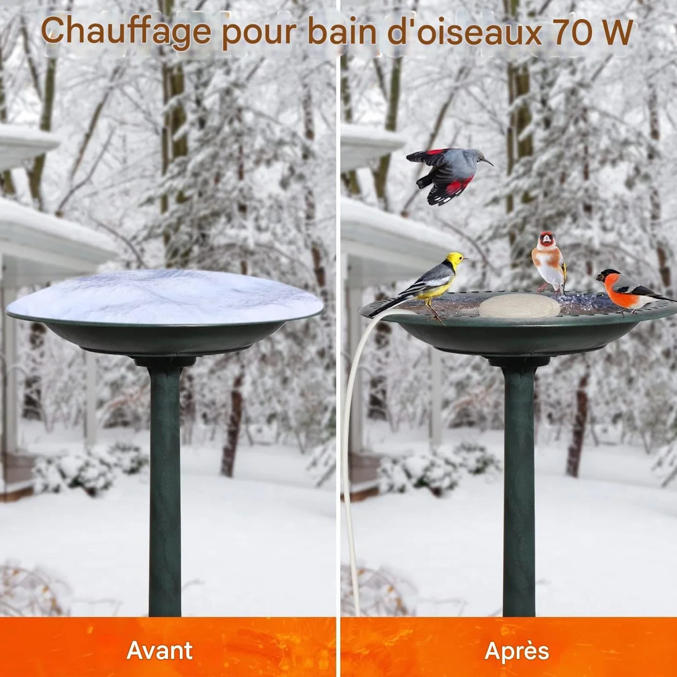 Générique Réchauffeur De Bain d'oiseaux pour L'Extérieur - Déglaceur, Dégivreur pour Bassin Extérieur