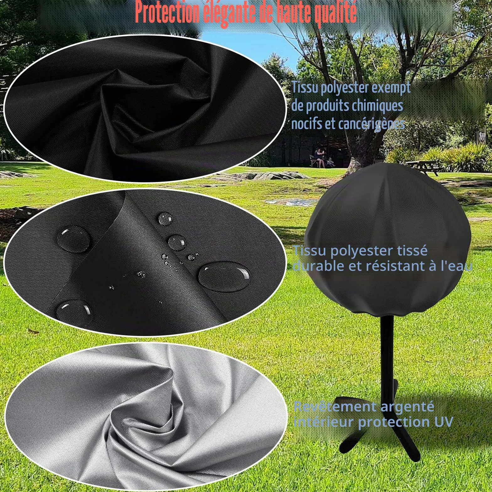 Housse de Barbecue Imperméable Protection Gril UV 50cm SYCK-G045