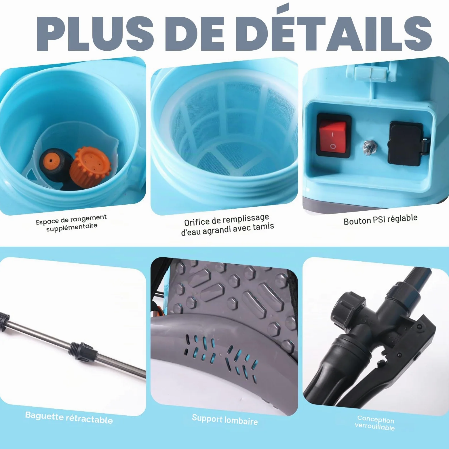 Pulvérisateur à Dos Électrique 16L, Pulvérisateur de Jardin Électrique avec 6 Buses de Brumisation Réglables, Pulvérisateur Rechargeable avec Batterie pour Arrosage et Nettoyage de Pelouse