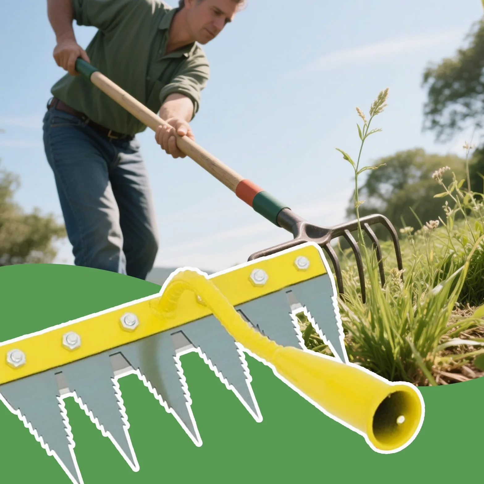 Râteau à gazon de jardin Râteau niveleur à intensif | Outil pour enlever l' pour la pelouse, la cour, le parterre de fleurs, la serre, le verger, la ferme, le jardin extérieur