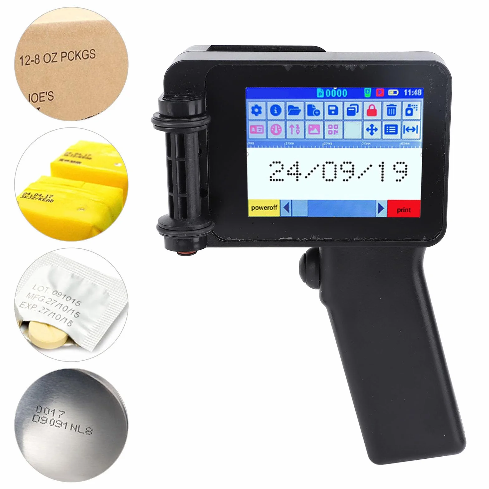 Asixxsix Imprimante à Jet d'encre Portable 600DPI écran Tactile HD LED 4.3in