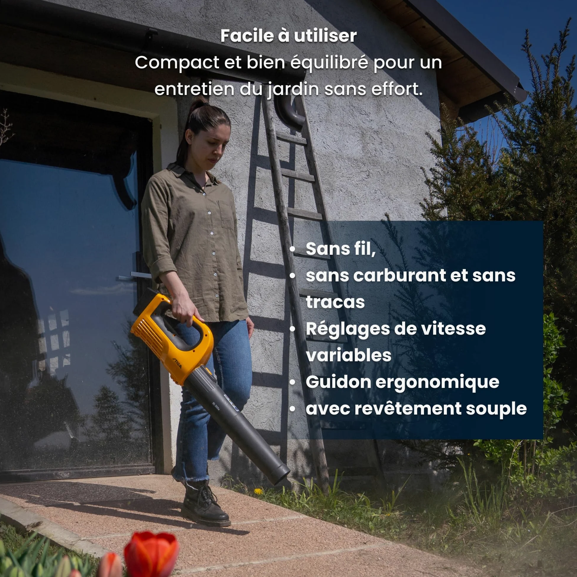 STIGA BL 100e Kit Souffleur de Feuilles, 20 V, 4 Ah – Léger (2,1 kg), Démontable pour Gain de Place – Jardin et Allée
