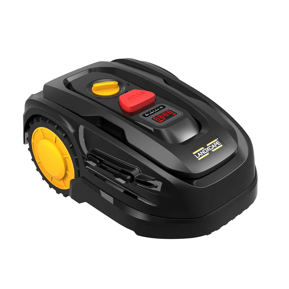 LANDXCAPE Kit Robot Tondeuse 300m² LX799 + Garage de Protection LA7000, Tondeuse Robot Sans Fil avec Installation Facile, Coupe Mulching 3 Lames, Retour Automatique, Abri Anti-Pluie Anti-Soleil Anti-V