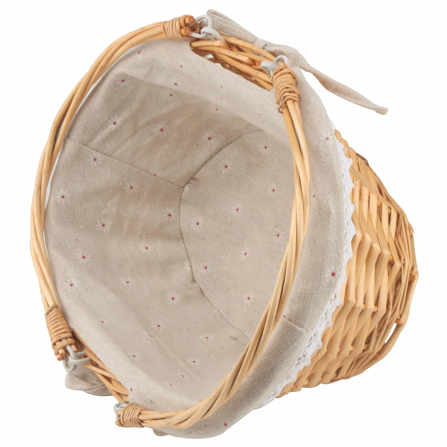 MUKCHAP Lot de 2 paniers de Pique-Nique ovales en Osier tissé avec poignée Pliable 32 x 23 x 12 cm