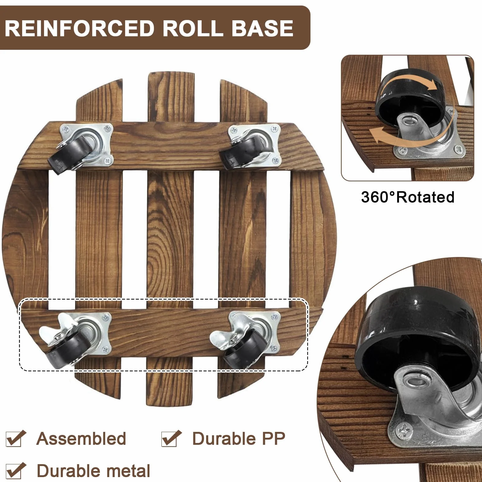 Lot de 2 Porte Plante à Roulettes Ø 300 mm Capacité 200KG pour Extérieur Intérieur