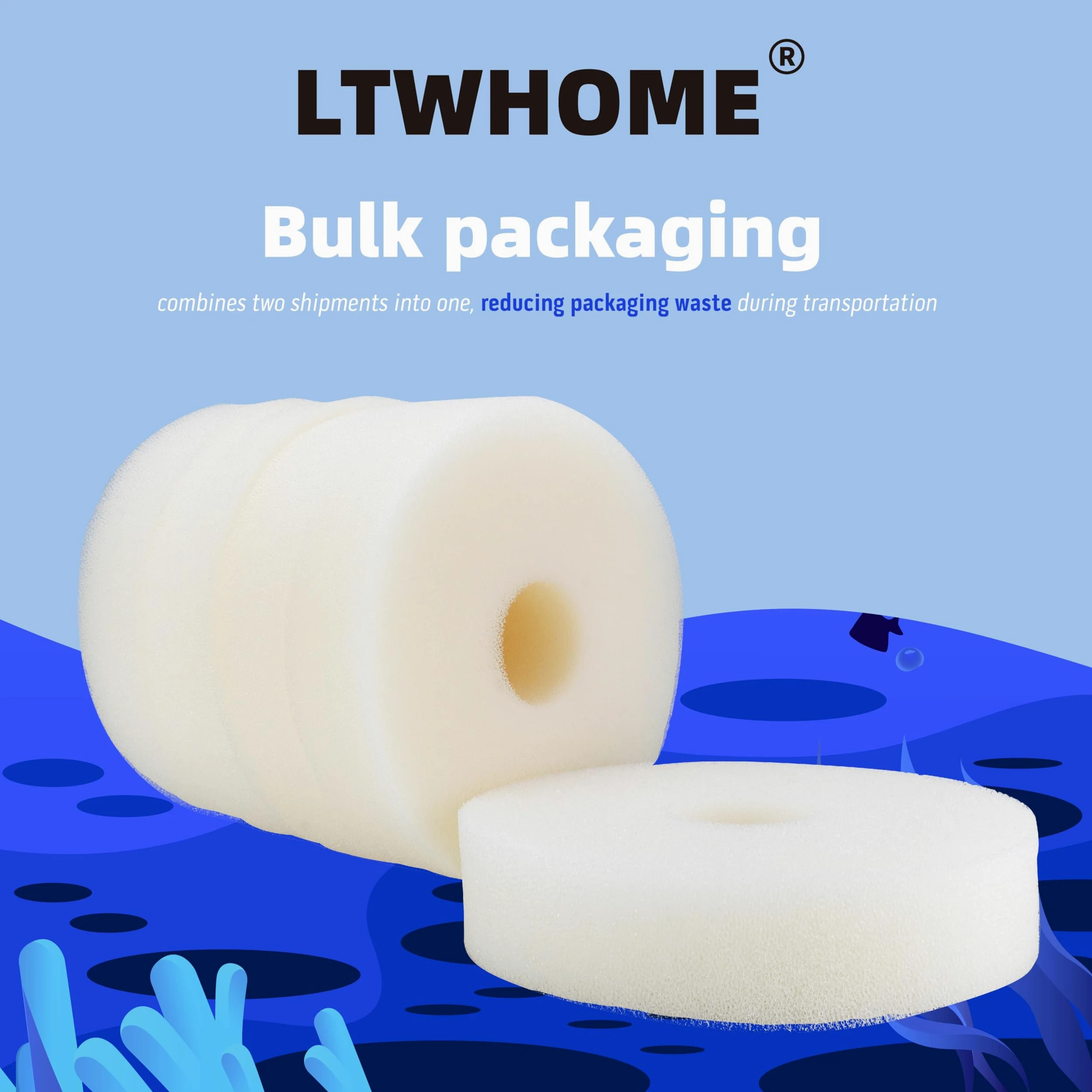 LTWHOME Compatible en Mousseux Eponge Filtration Médias Convient pour Laguna Pression Flo 12000 (Paquet de 5)