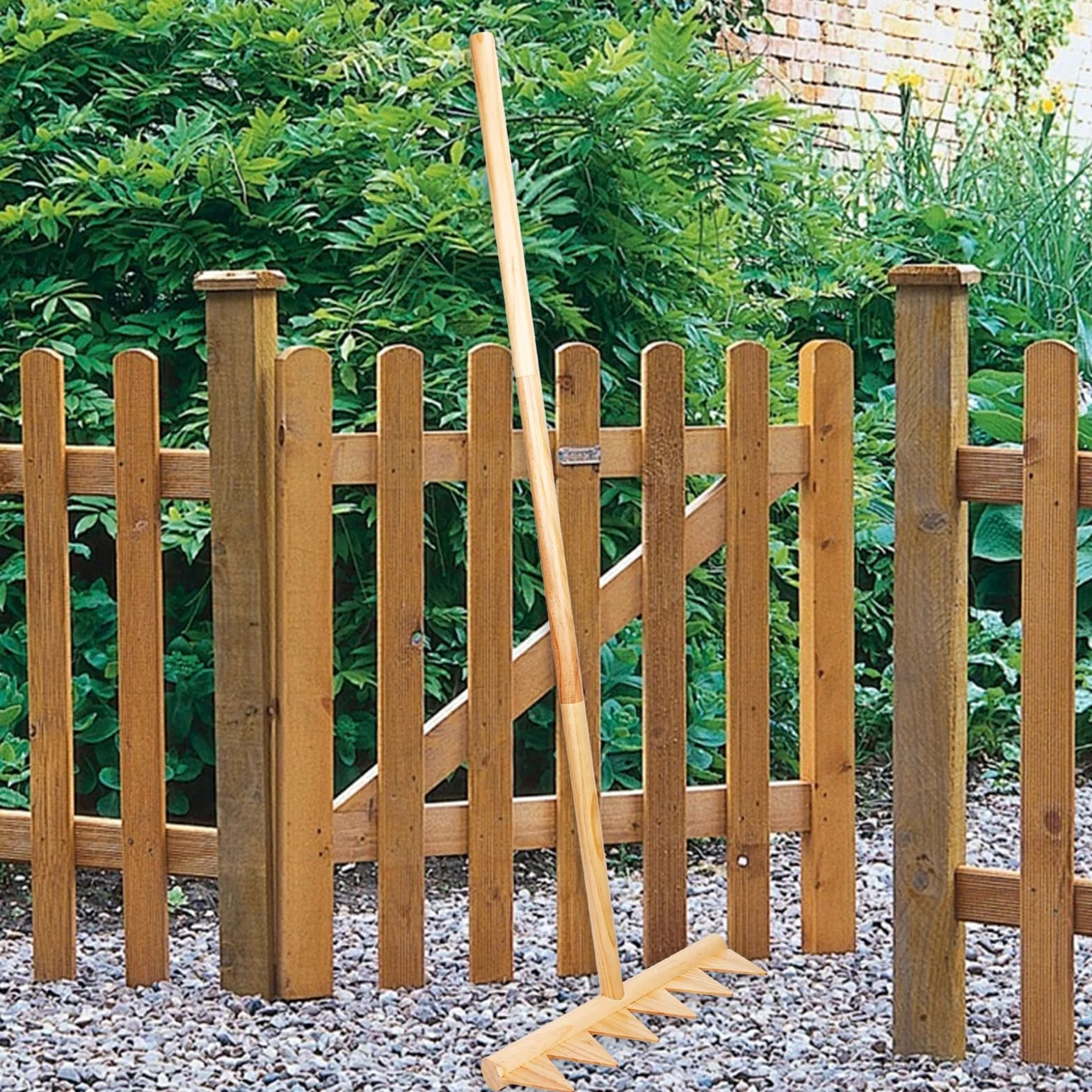Râteau de jardin Zen - Grand râteau japonais en bois pour l'extérieur - Motif roche et sable - Outil robuste pour la conception de jardin